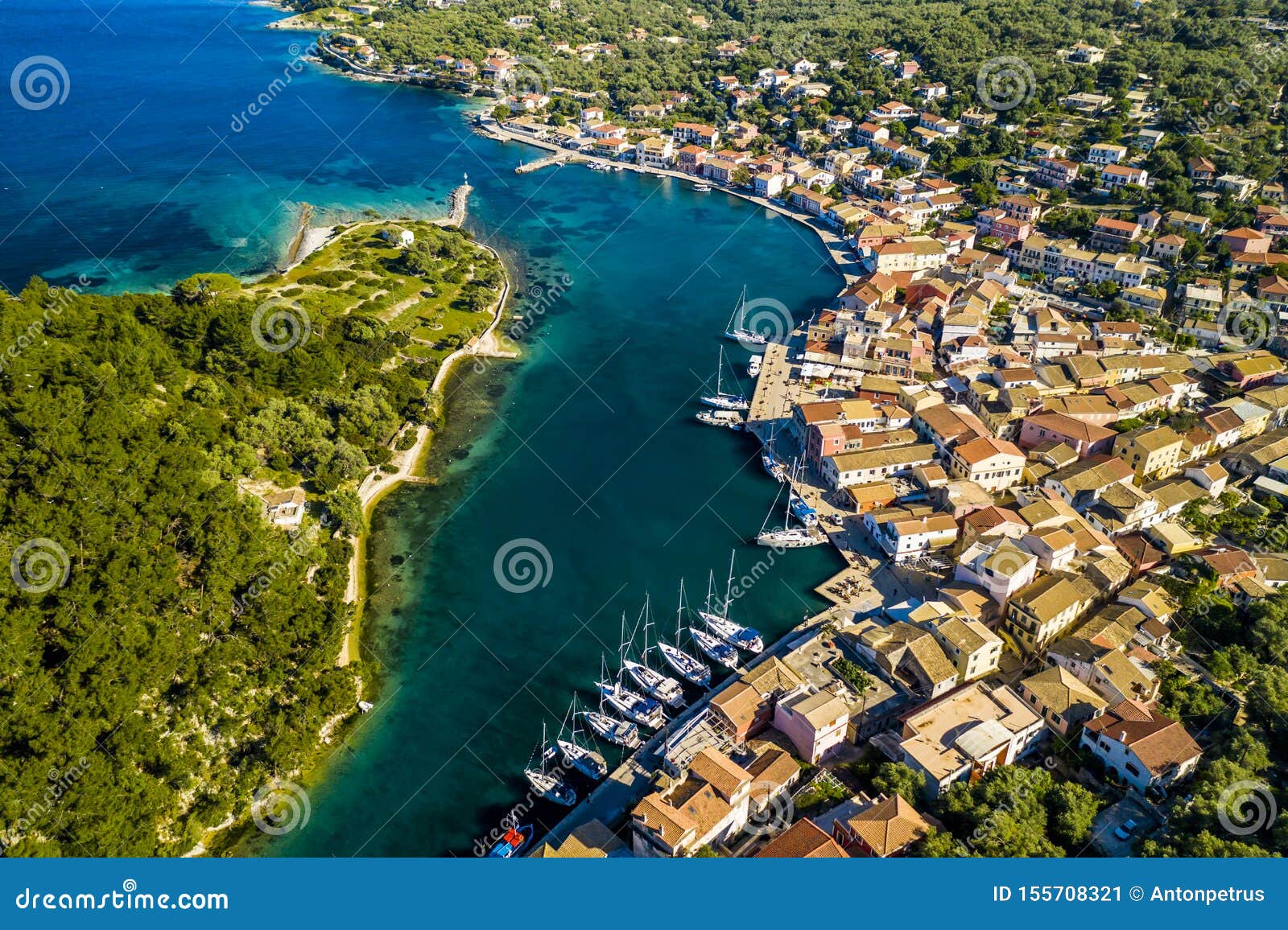 Gaios Capital City Of Paxos Island Aerial View Greece Stock Image Gaios Capital City Of Paxos Island Aerial View Greece Stock Image