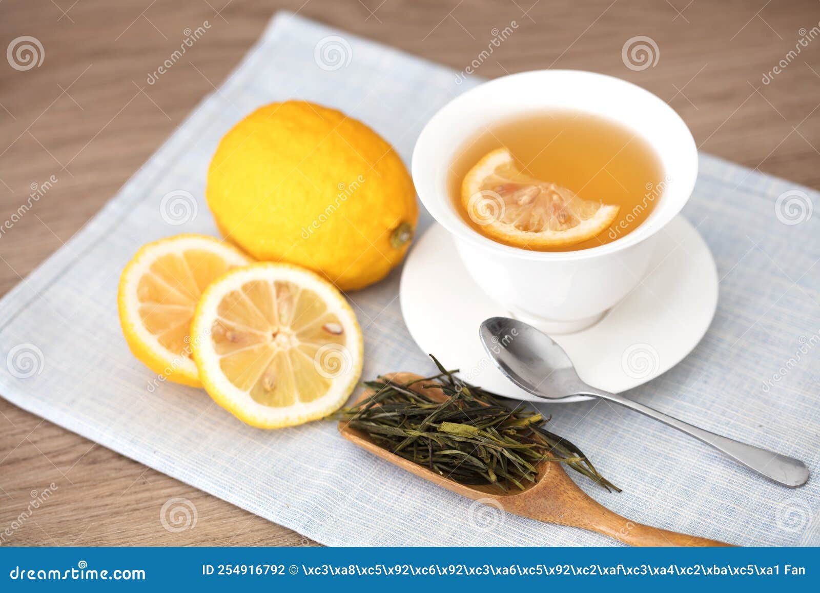 Gaiwan Lemon Green Tea with Lemon and Tea Leaves Stock Photo Image of