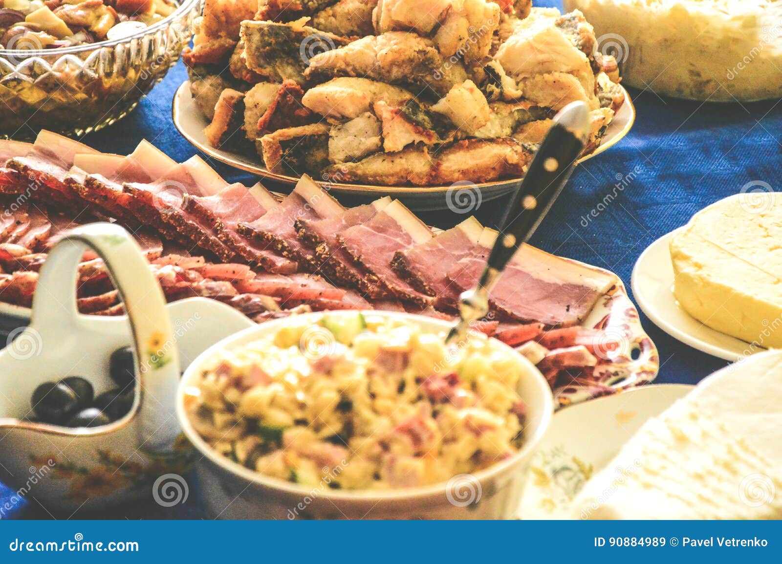 Gala Dinner Feast Meat Hunger Dainty Stock Image Image of blue, honey