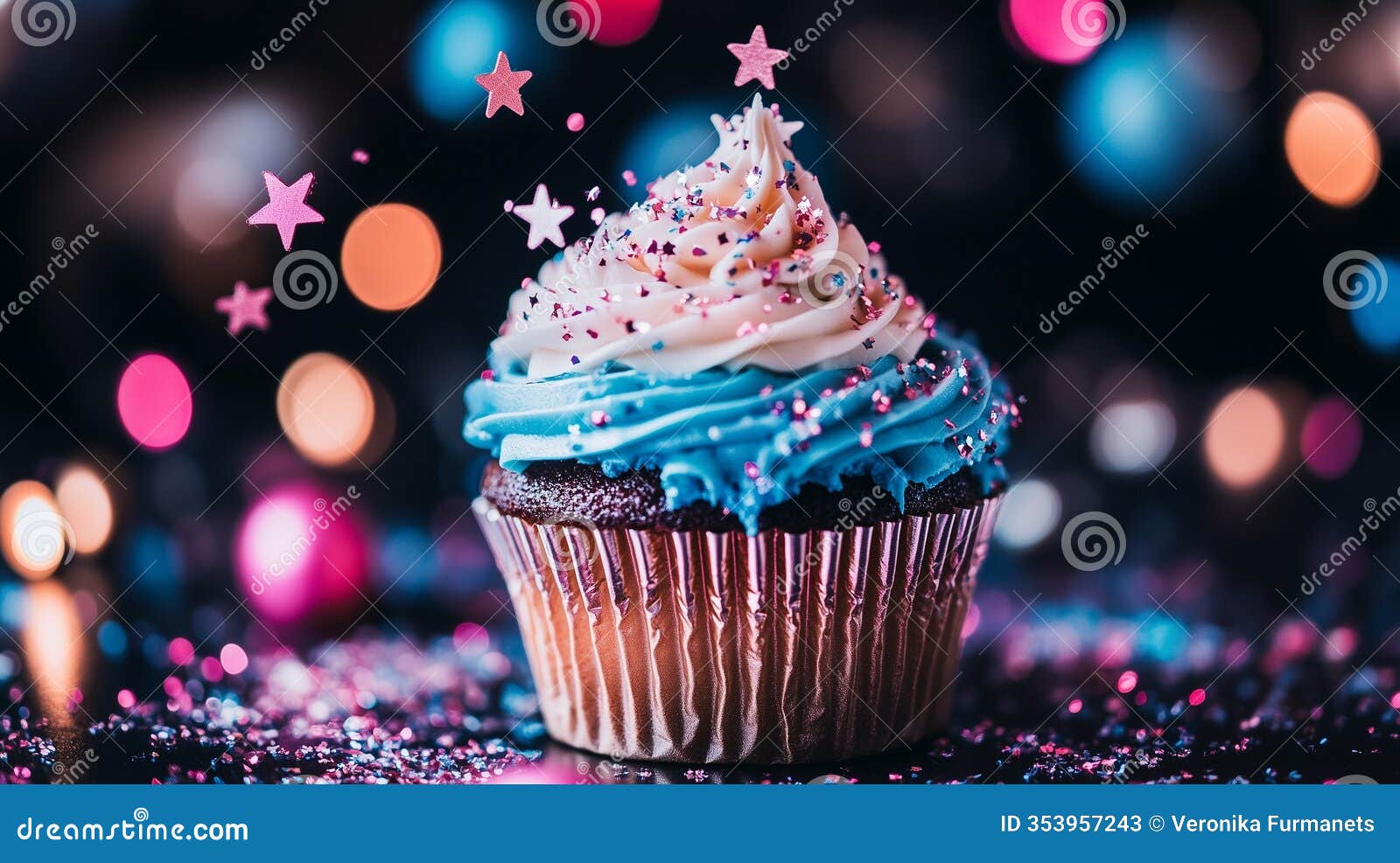 galactic delight: a glowing cupcake with galaxy frosting