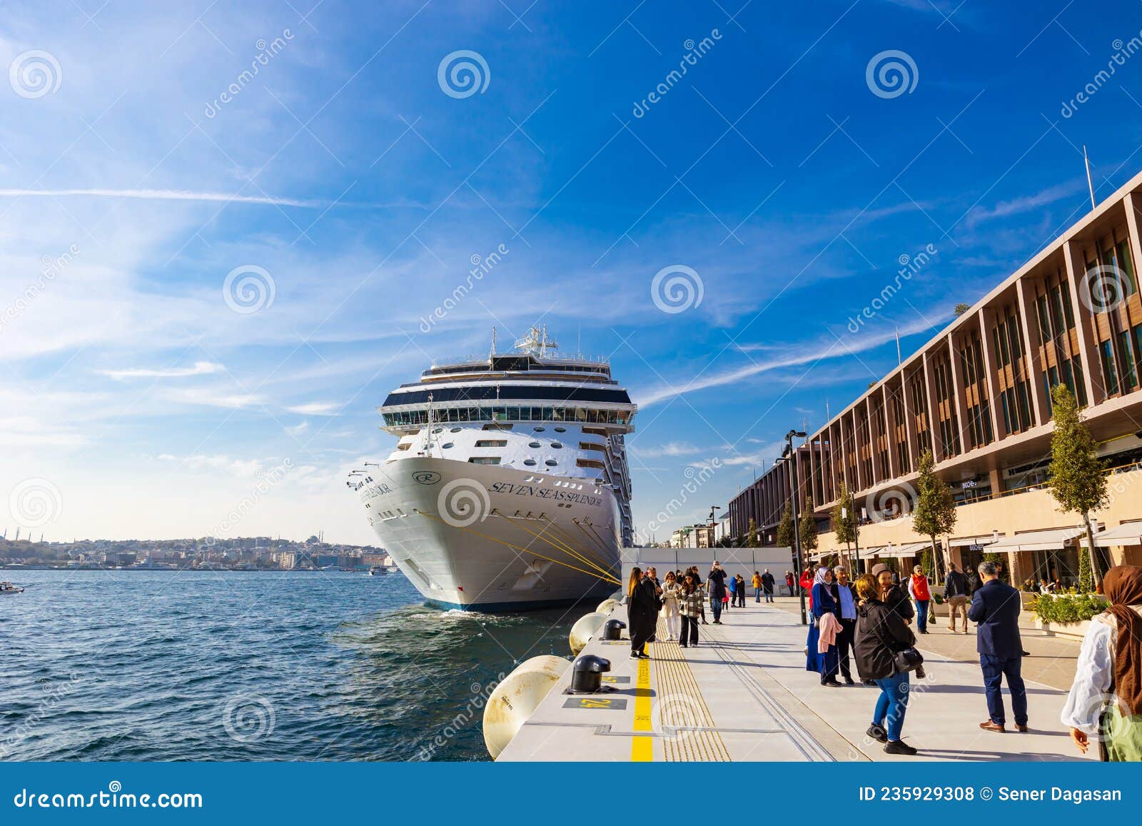 Galataport Mall. Galataport and Cruise Ship in Istanbul Editorial