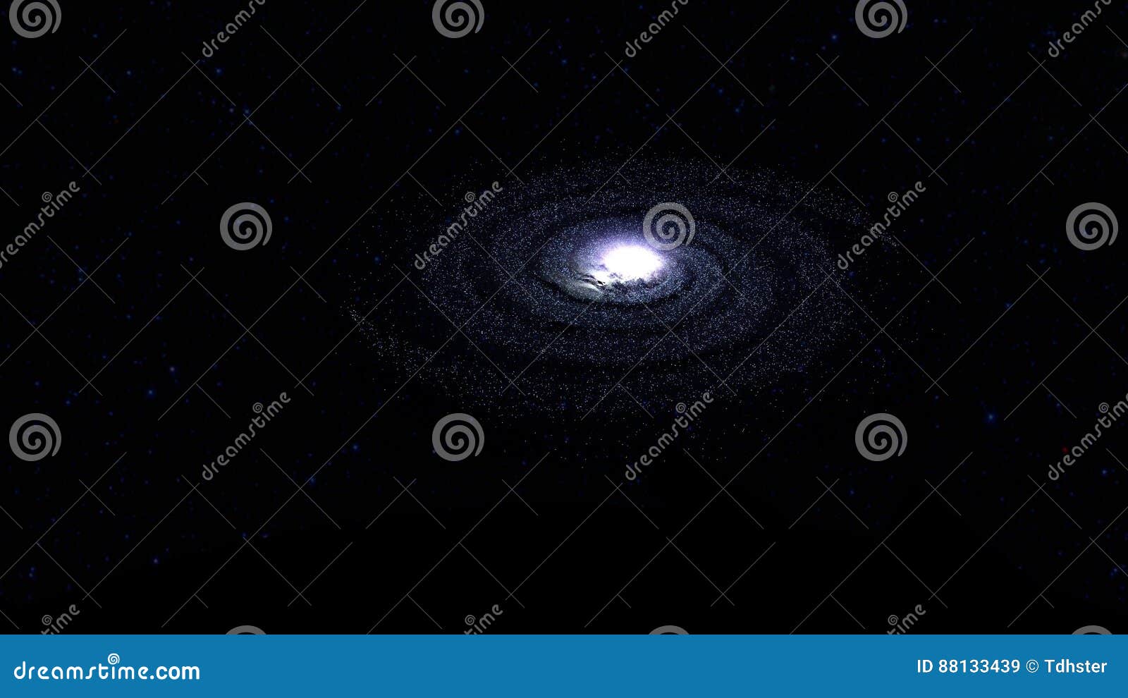 Galaxia espiral en el ejemplo del espacio 3d. La galaxia espiral en el espacio profundo 3d rinde