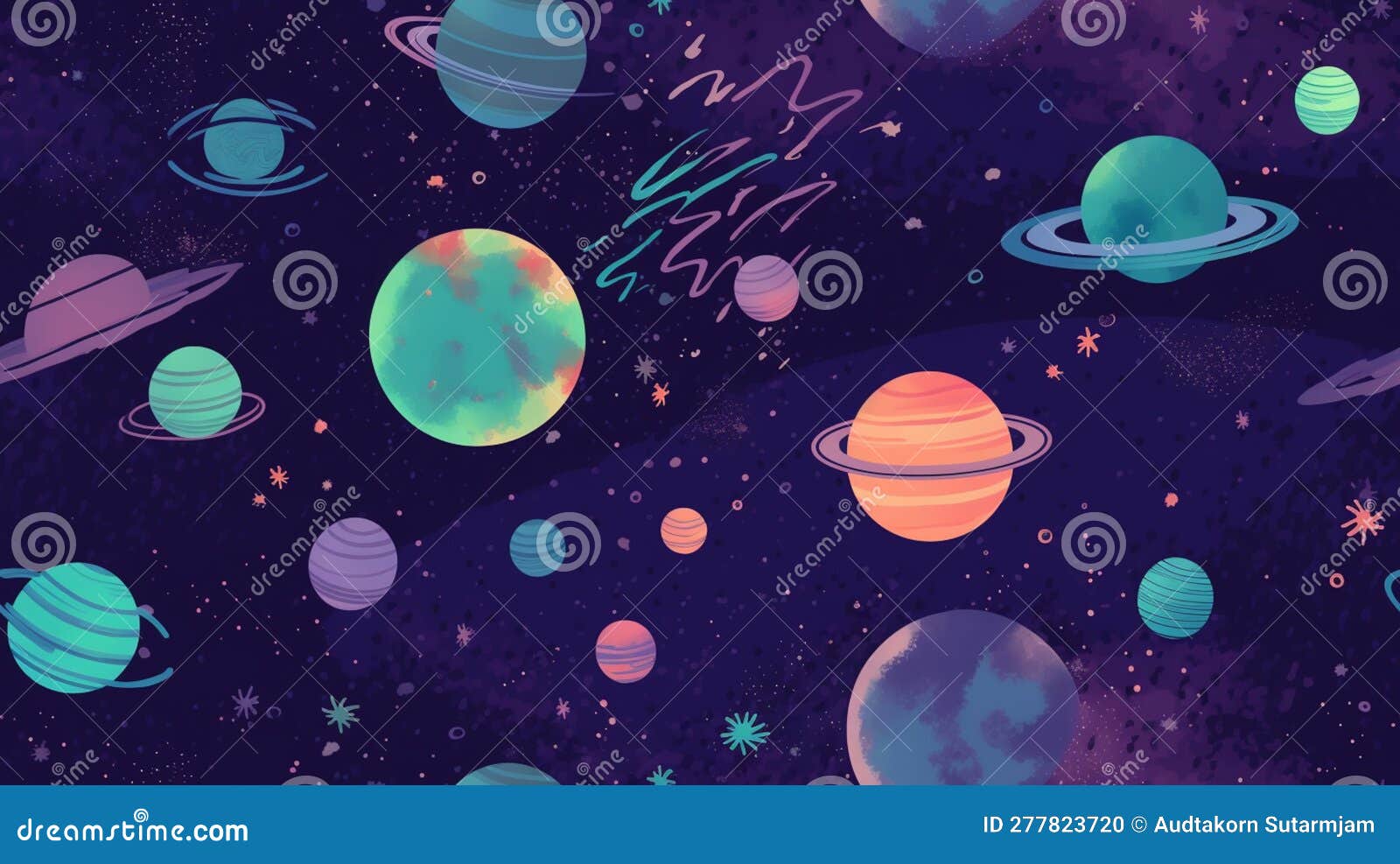 galaxy constilation seamless pattern simulating the night sky with mystical and astrology s, generative ai