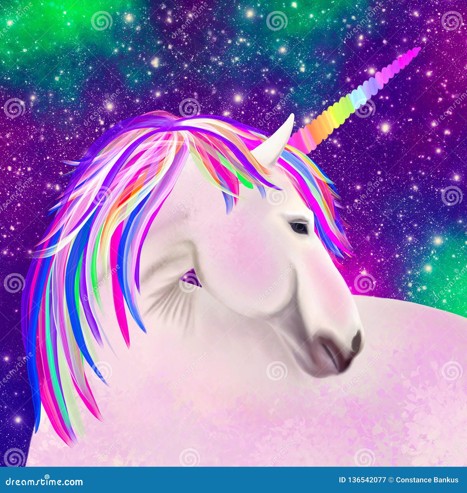 Galaxy Unicorn In Space Stock Illustration Illustration Of Rainbow 136542077