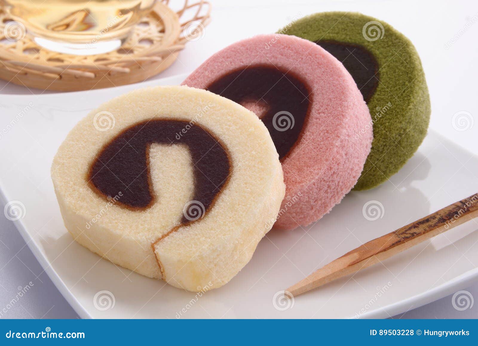 Galdéria De Bean Paste Swiss Roll Ichiroku, Doces Japoneses Foto