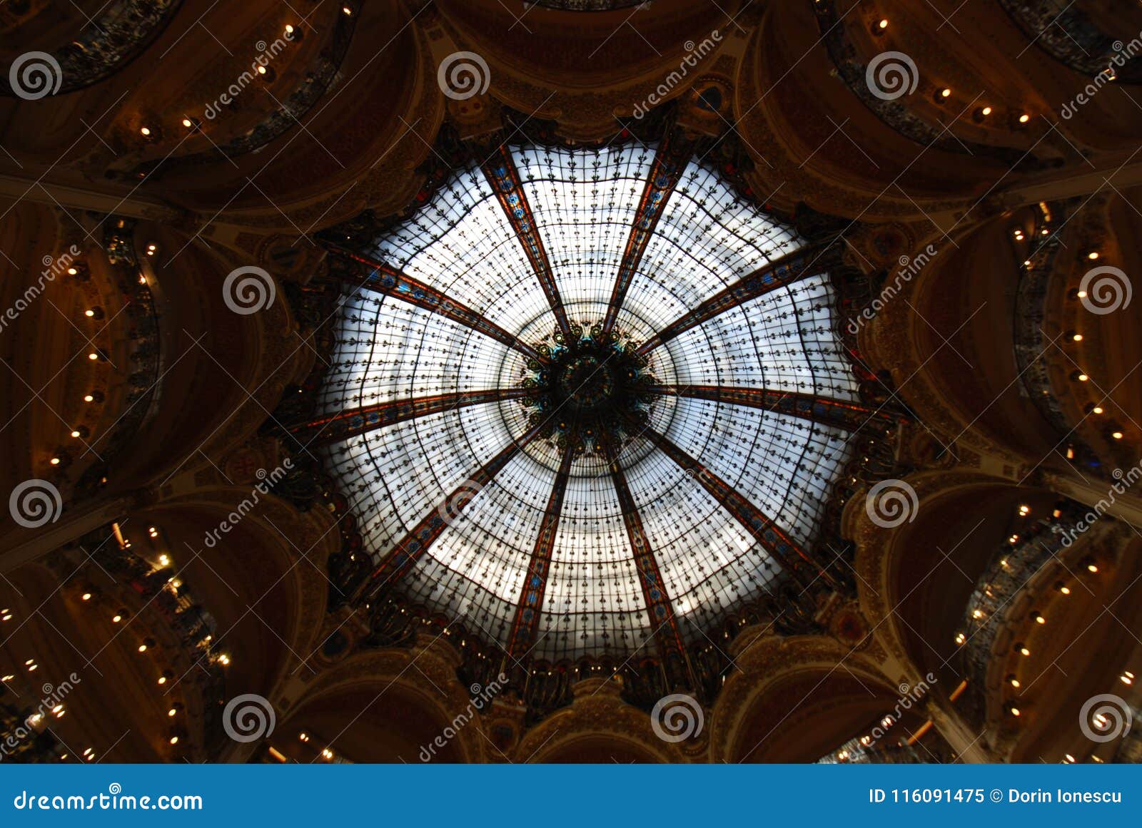 Galeries Lafayette Store Dome Building Architecture Ceiling
