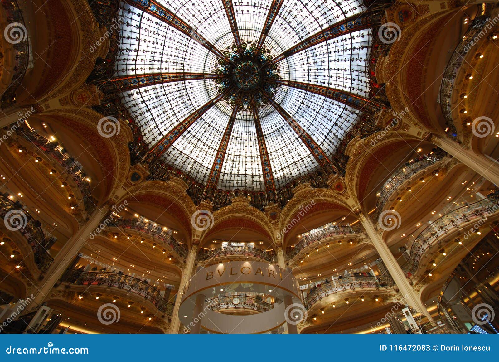 Galeries Lafayette Store Dome Ceiling Building Symmetry