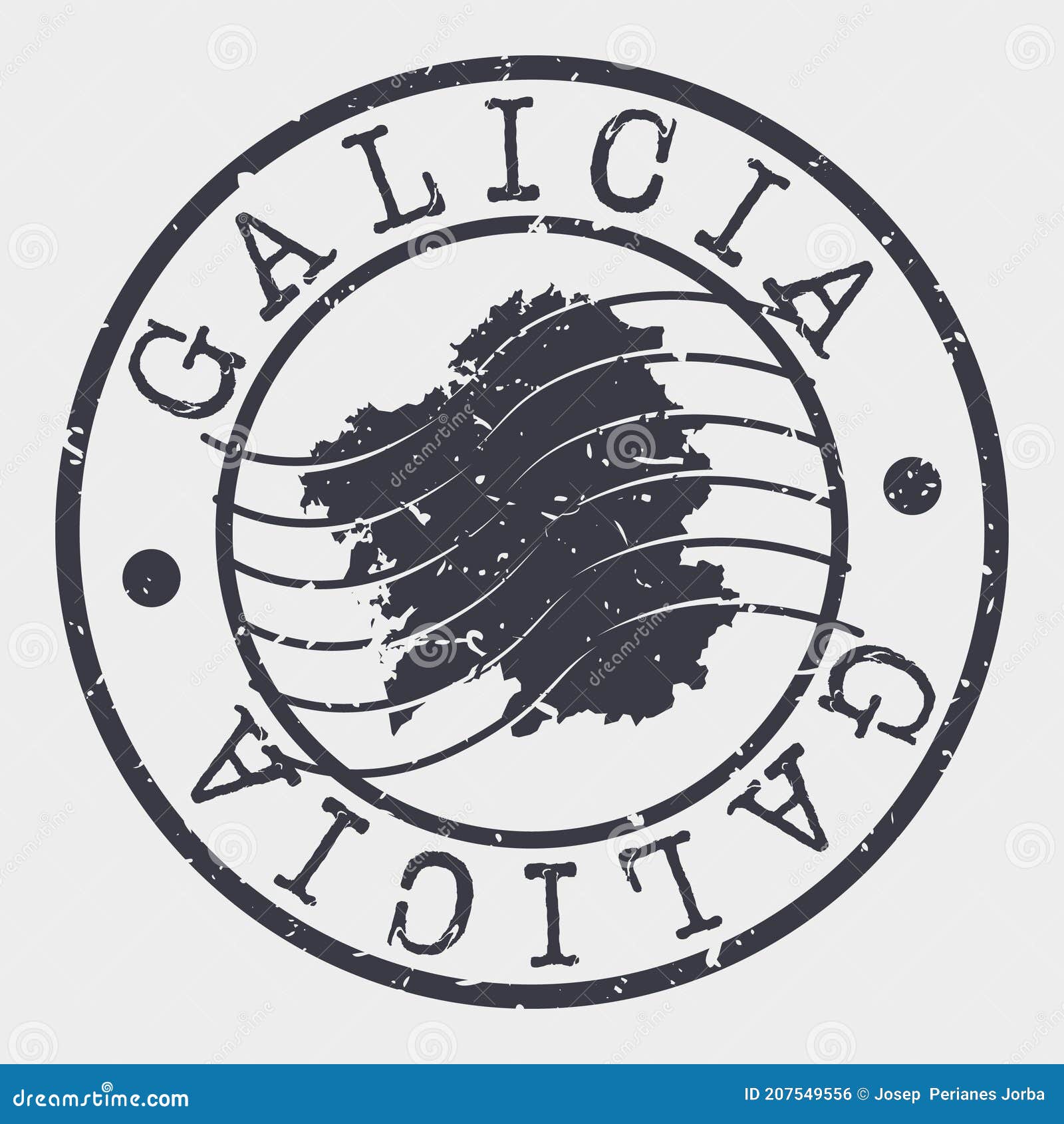 galicia, spain stamp postal. a map silhouette seal. passport round . emblema  icon  retro travel.