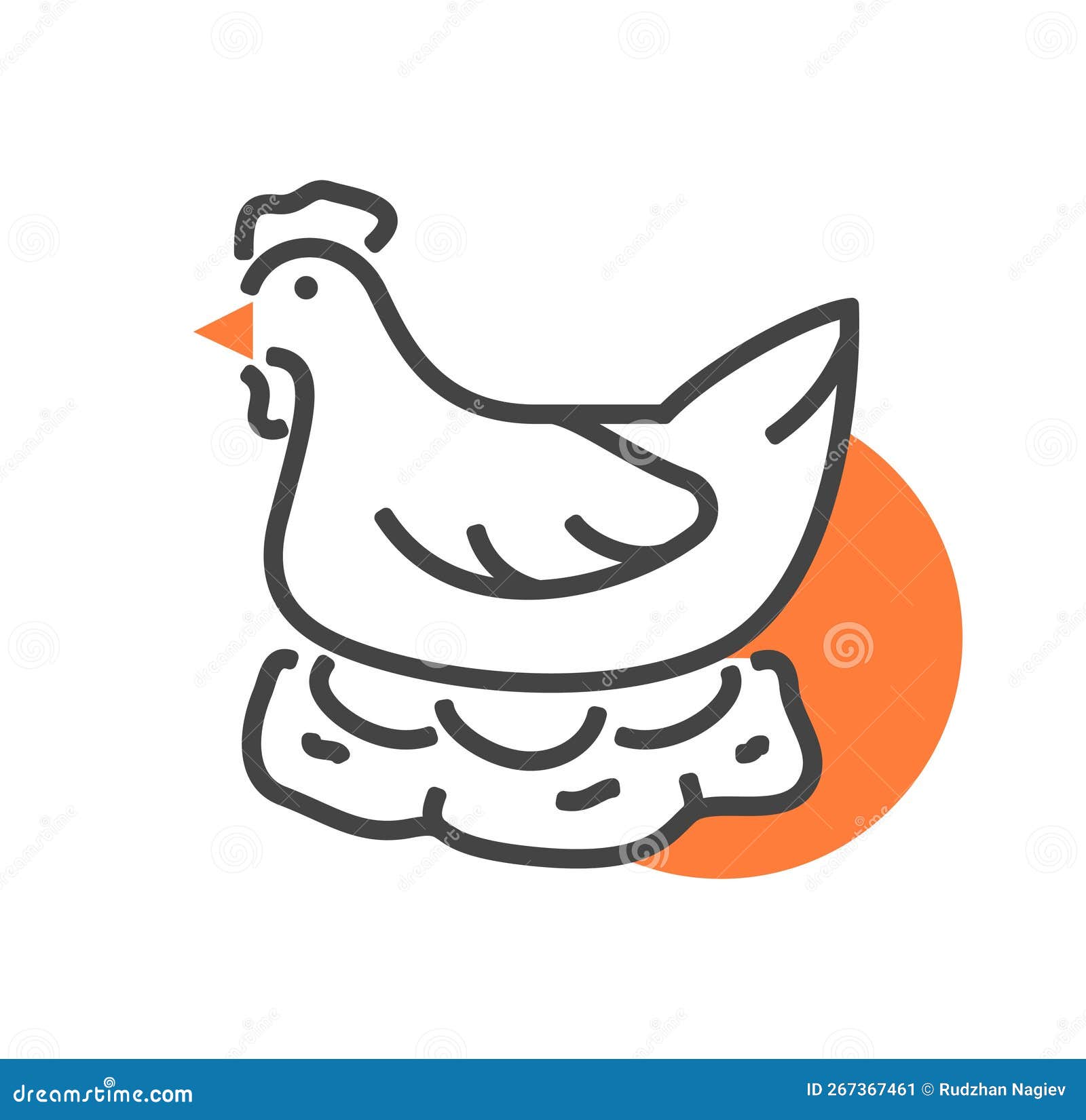 Etiqueta Galinha que senta-se no desenho colorido dos ovos