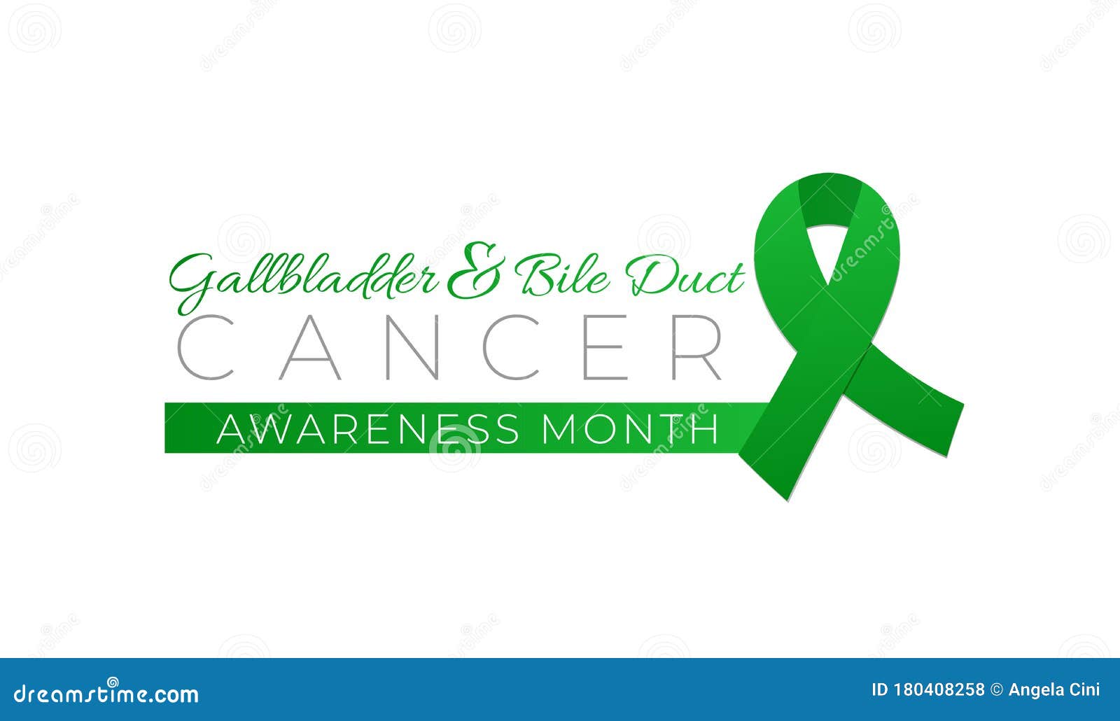 Gallbladder And Bile Duct Cancer Awareness Month. Realistic Kelly Green
