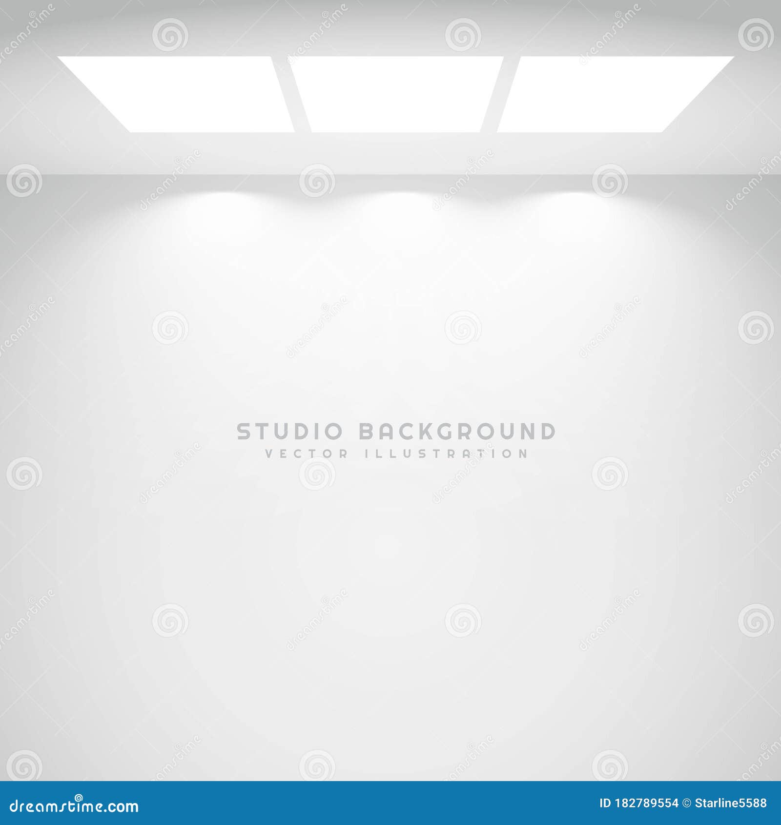 Gallery Interior with Empty Frame and Lights Stock Vector