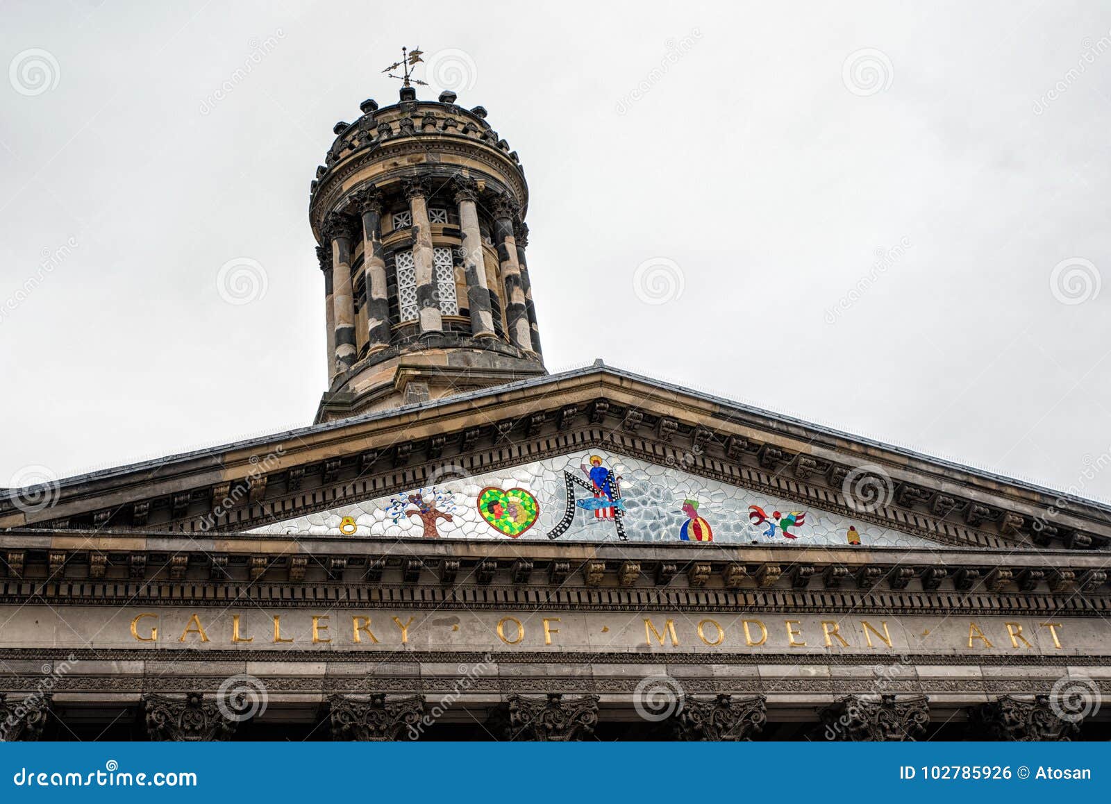 gallery of modern art building detail in downtown glasgow scotland, uk