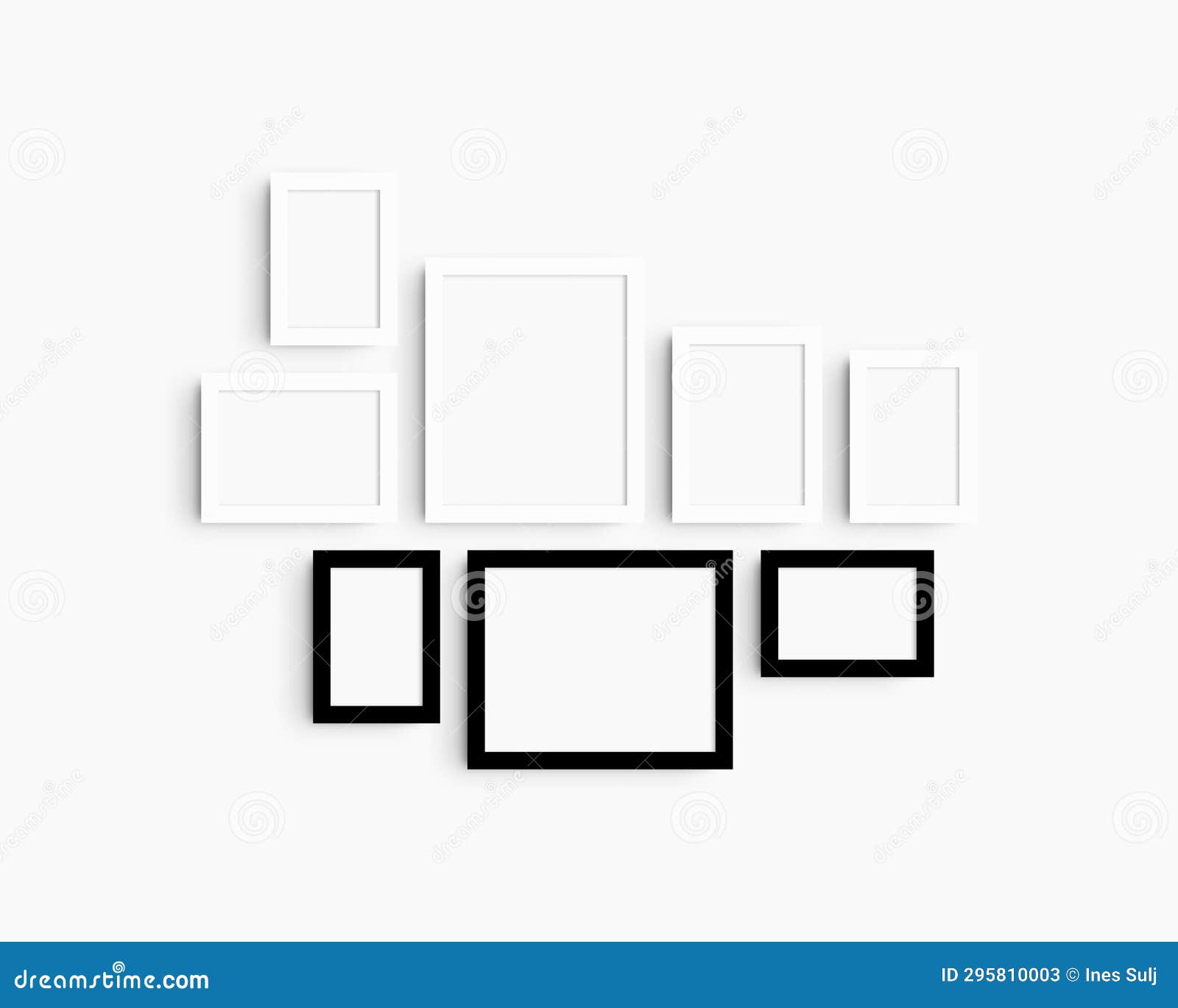 Gallery Wall Mockup Set, 8 Black and White Frames. Clean, Modern, and