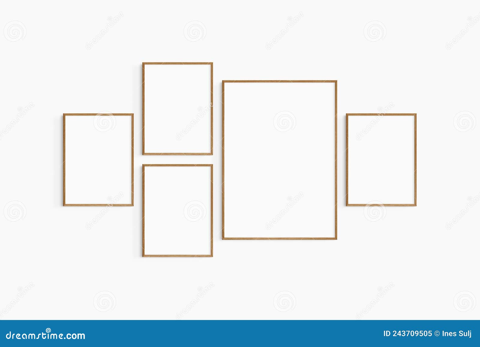 Gallery Wall Mockup. Set of 5 Cherry Wood Frames. Gallery Wall Frame