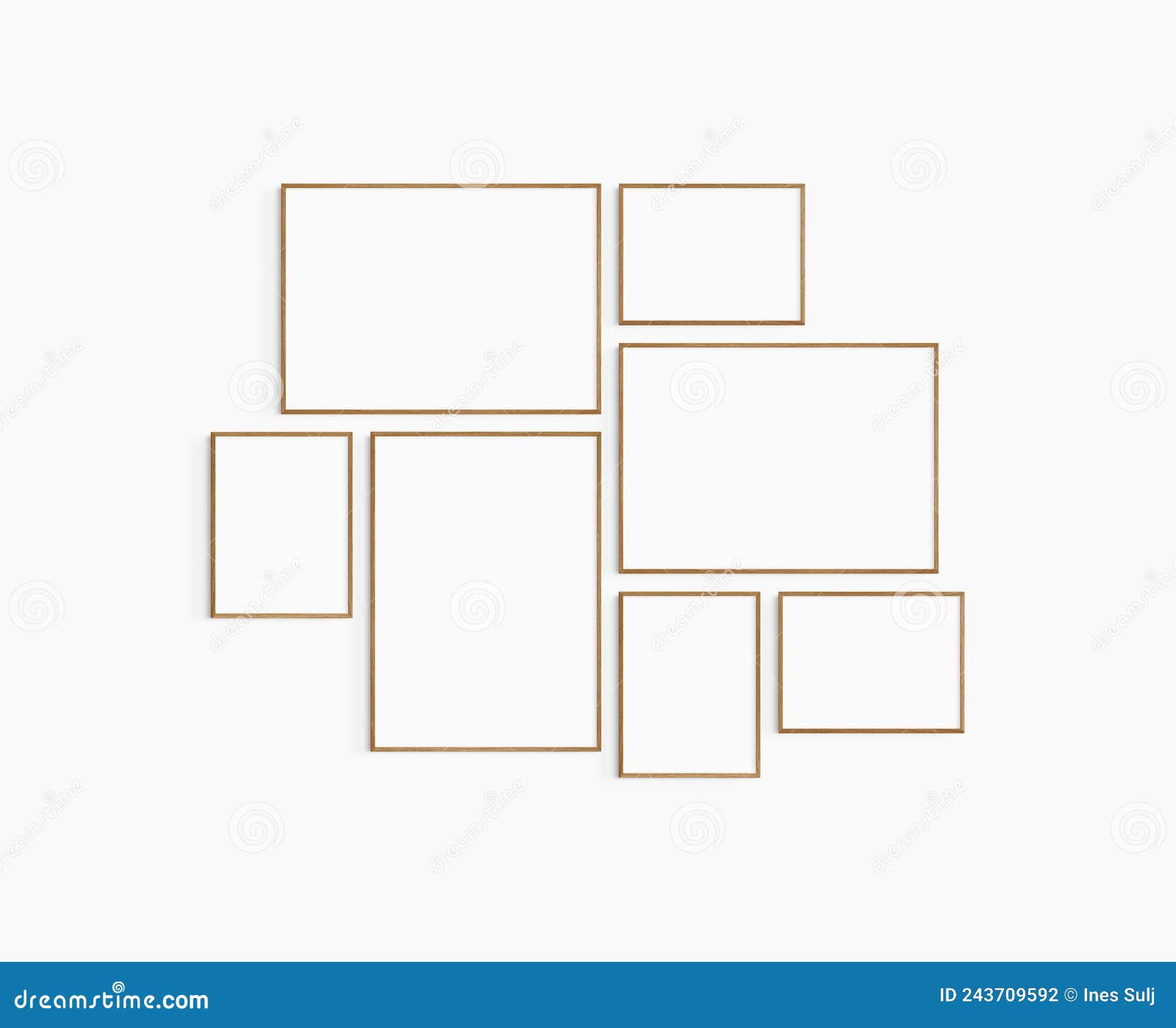 Gallery Wall Mockup. Set of 7 Cherry Wood Frames. Gallery Wall Frame