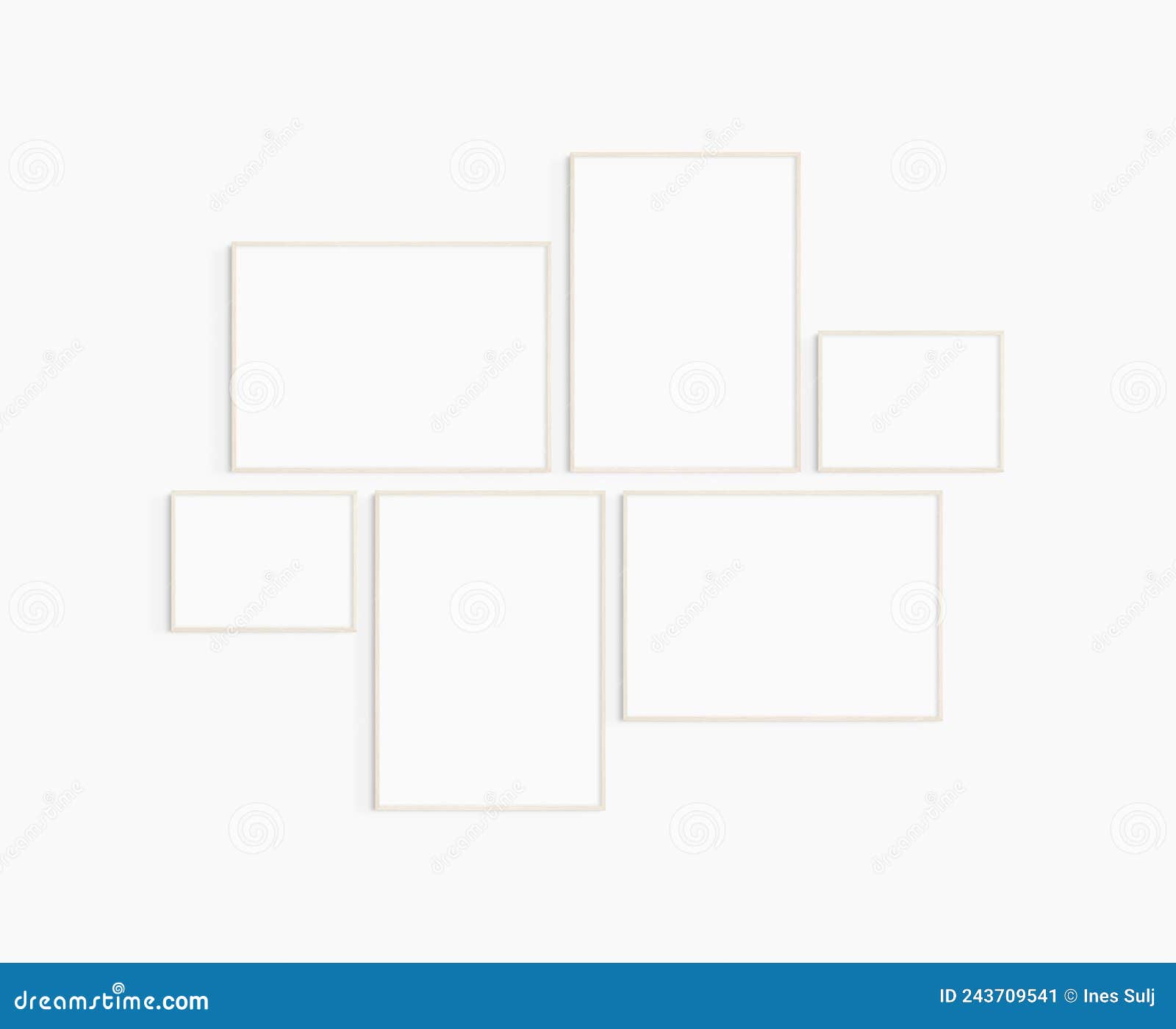 Gallery Wall Mockup. Set of 6 Light Wood Frames. Gallery Wall Frame