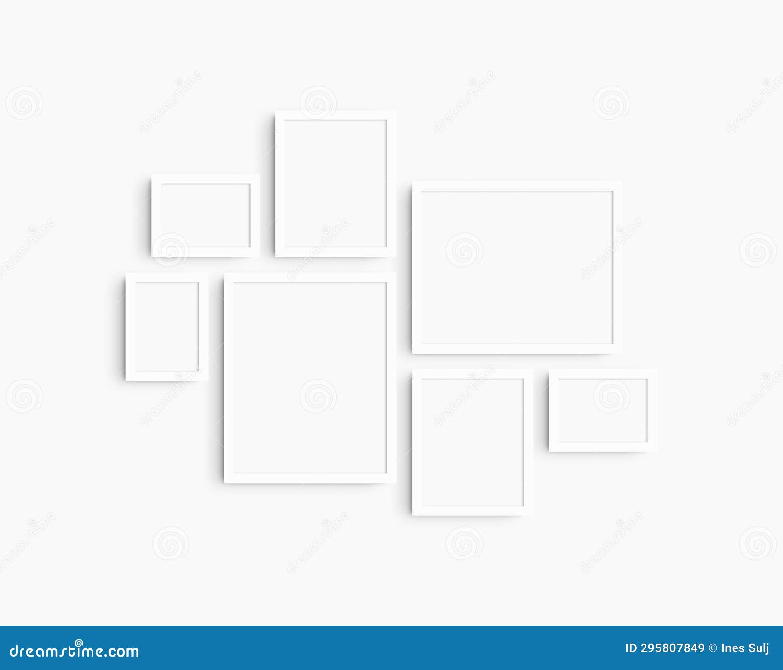 gallery wall mockup set, 7 white frames. clean, modern, and minimalist frame mockup.