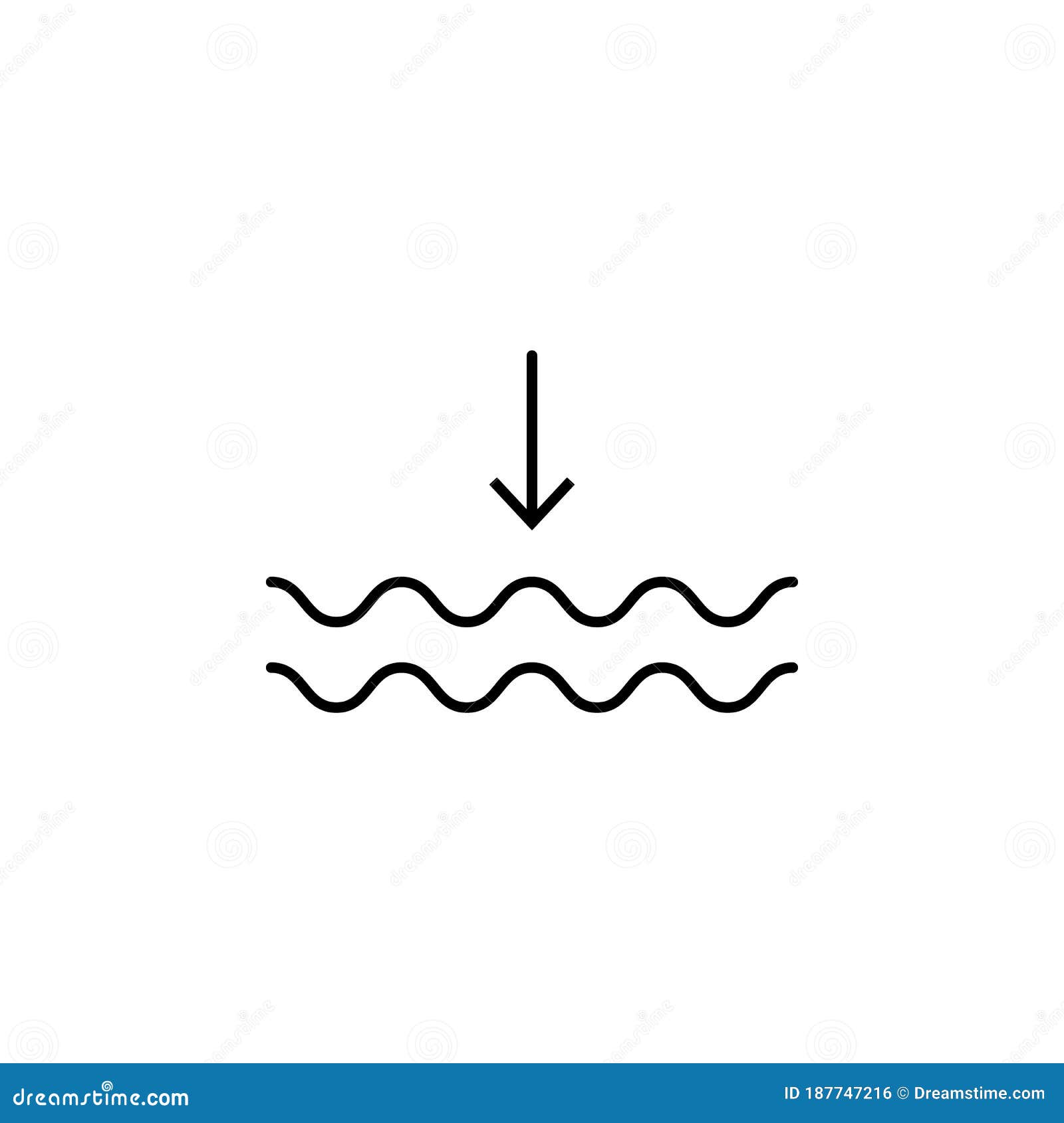 galling water down icon.  of arrow and object icon for mobile concept and web apps. thin line galling water down icon can