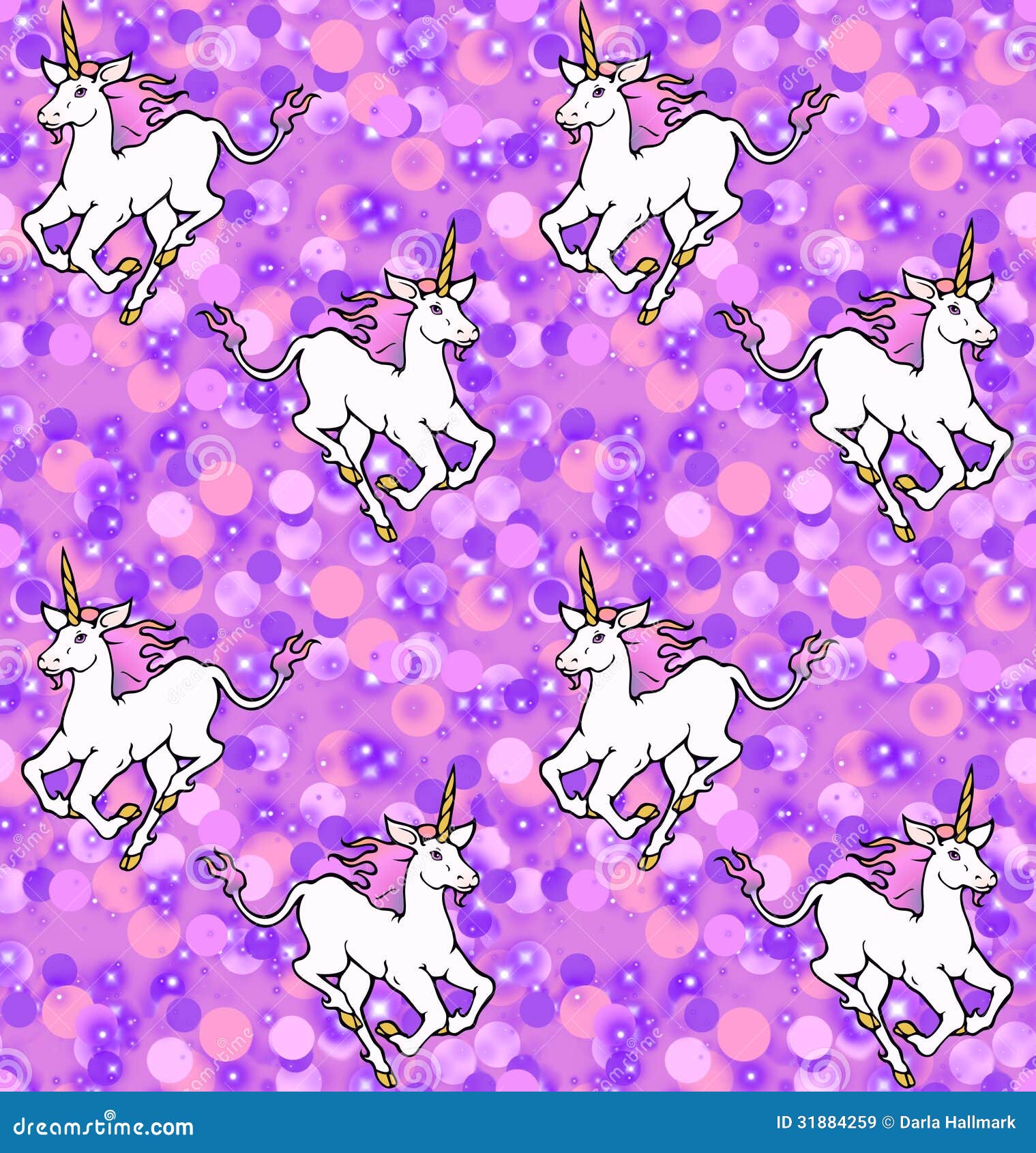 Galloping Unicorns Wallpaper Stock Illustration Illustration Of