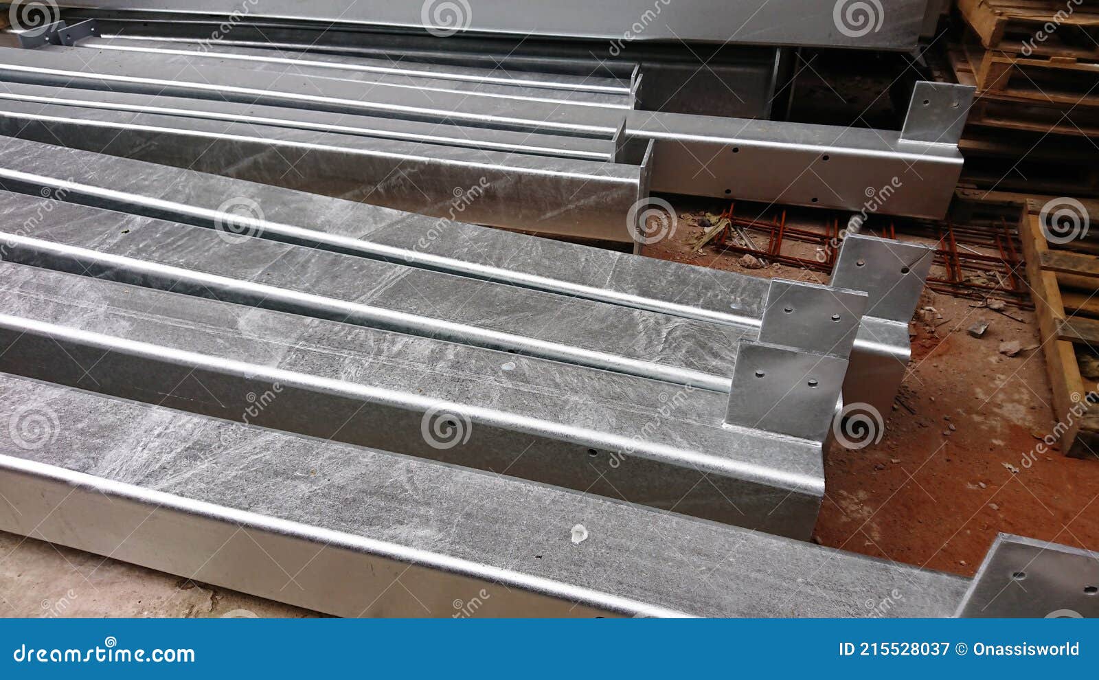 Galvanised Steel Construction Components Stock Image Image of