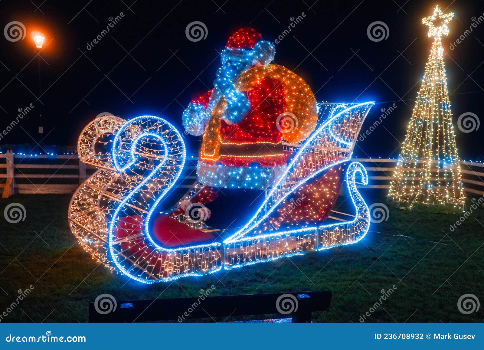 Galway, Ireland - 12.04.2021: Beautiful Illuminated Santa Claus ...