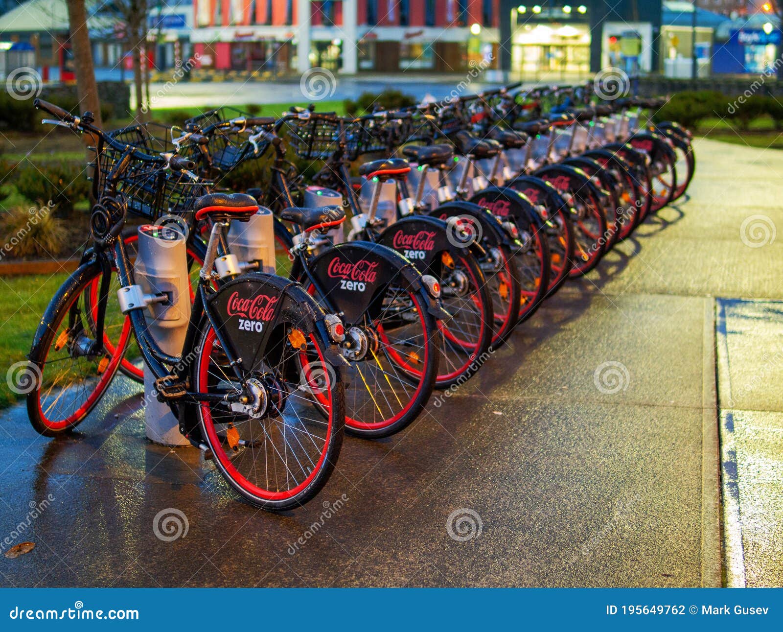 Galway / Ireland 03/15/2020 Full Row of Coca Cola Zero Bikes by