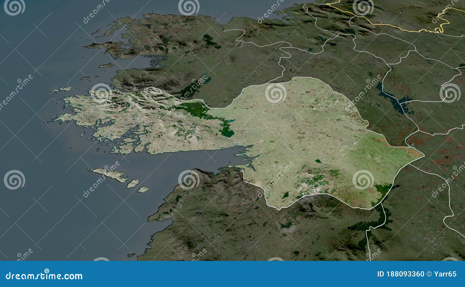 Galway, Ireland Highlighted. Satellite Stock Illustration