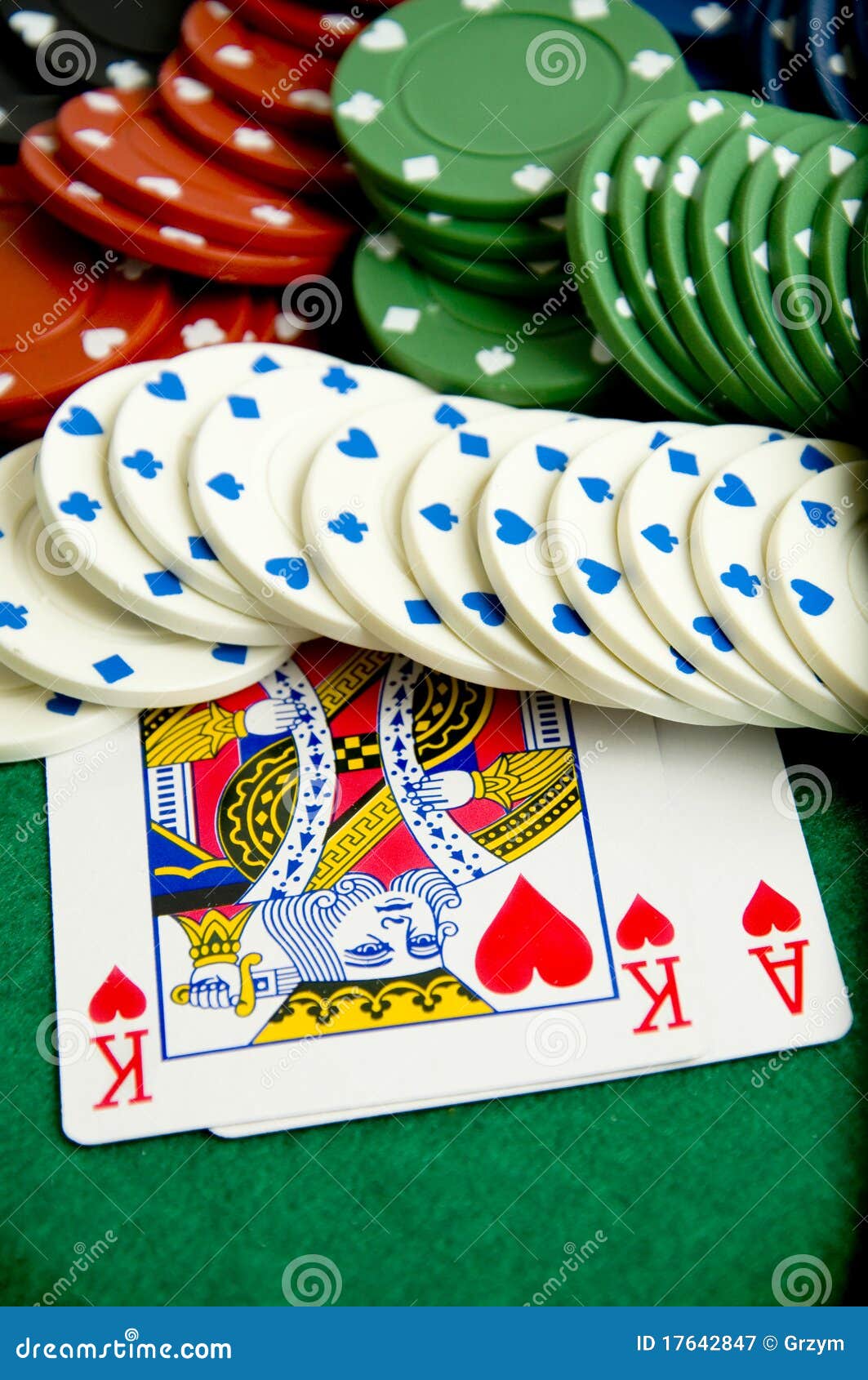 Gambling chips and cards stock image. Image of play, green 17642847