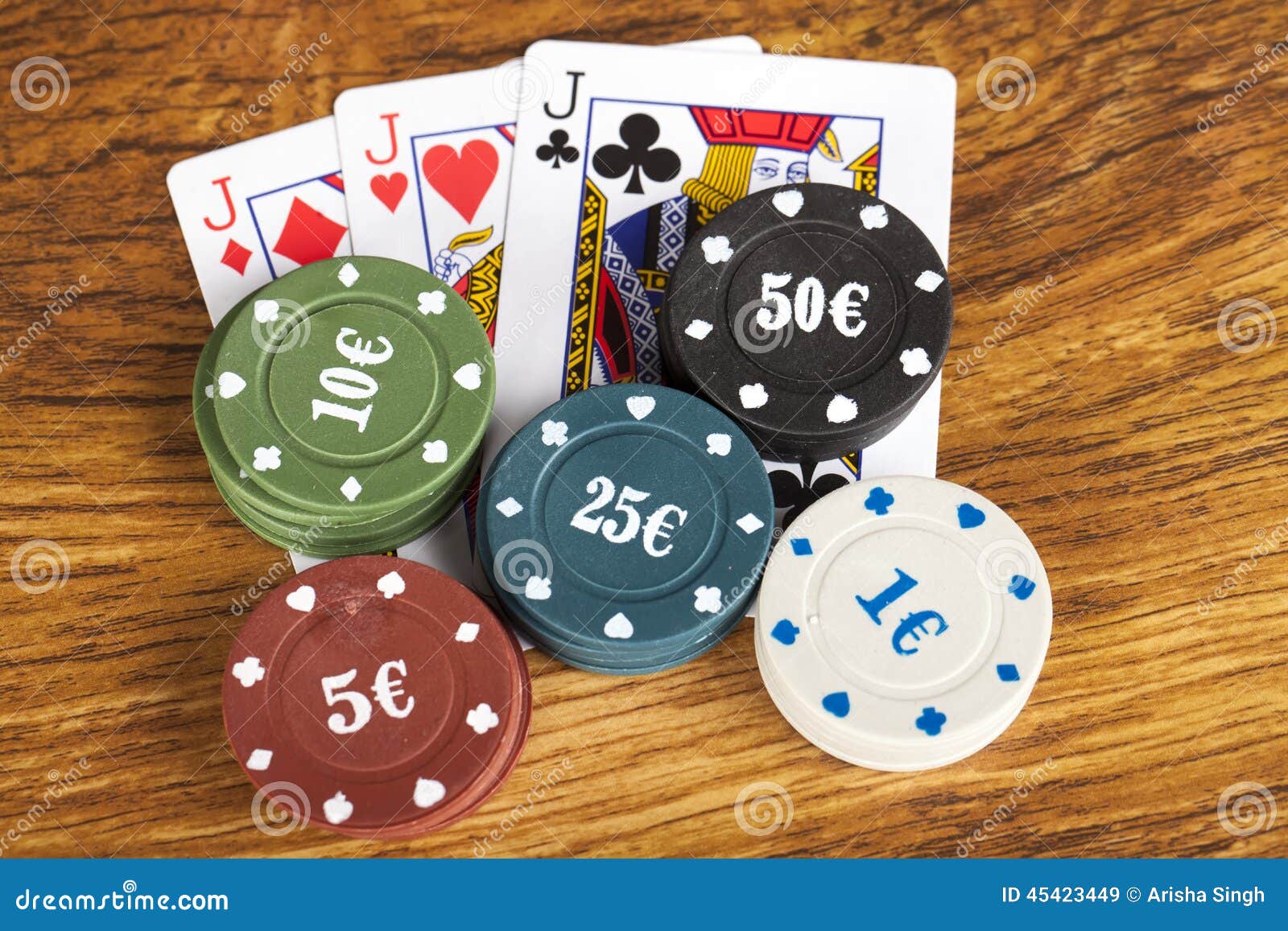 Gambling Poker Concept with Betting Chips and Playing Cards Stock Image