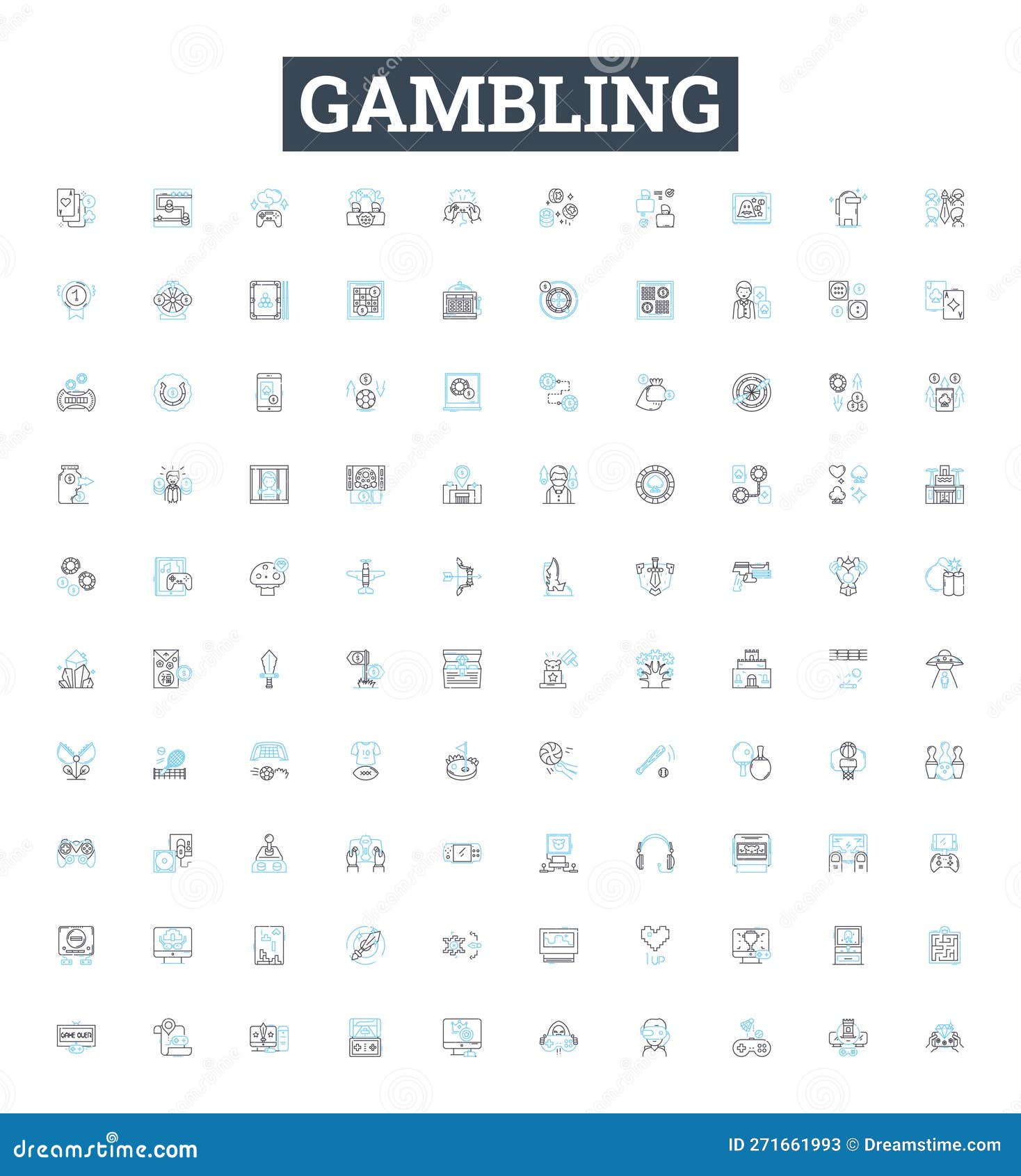 gambling  line icons set. betting, wagers, wagering, gaming, luck, risk, casino  outline concept