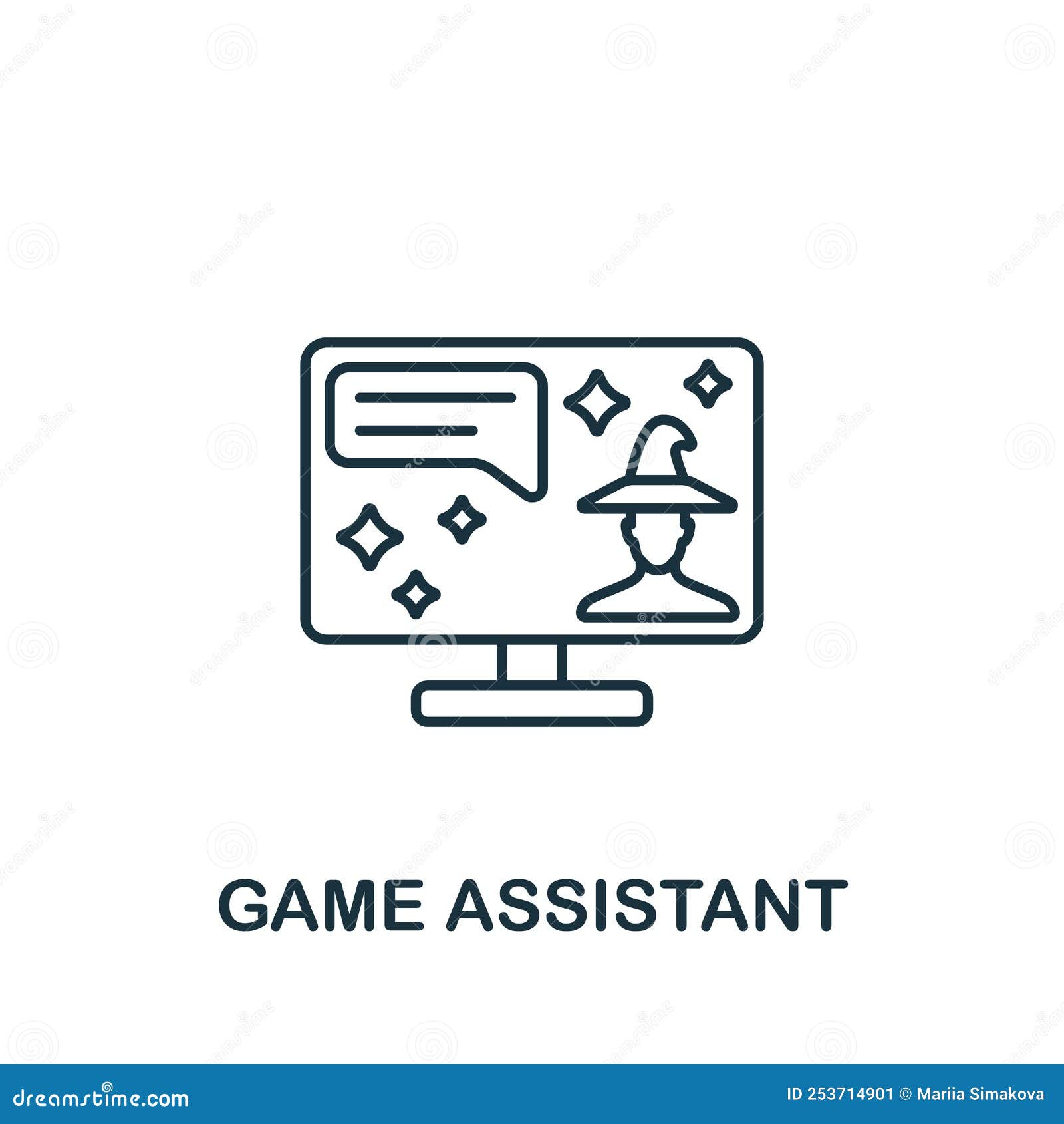Game Assistant Icon. Monochrome Simple Line Game Element Icon for Templates,  Design and