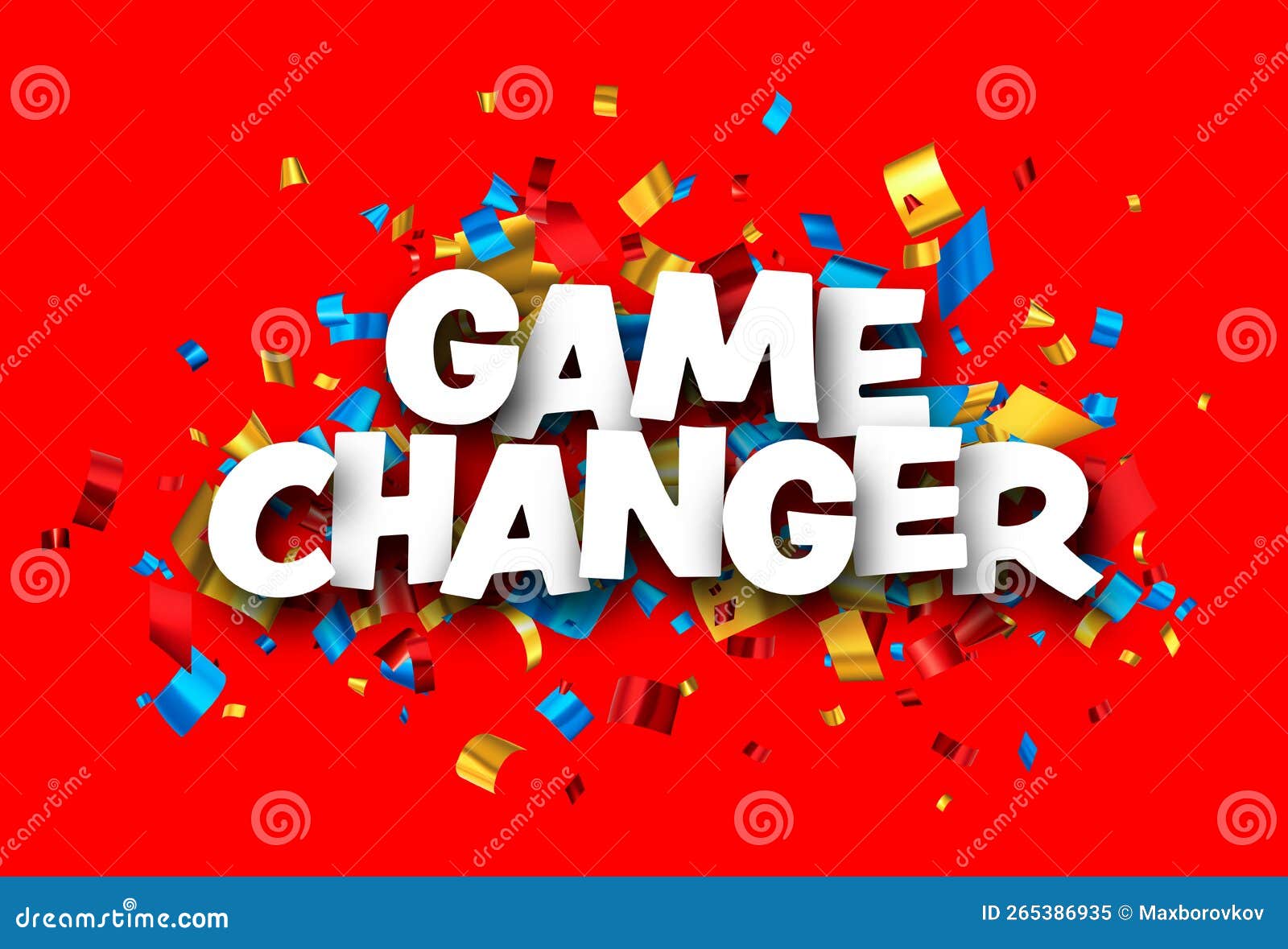 Game Changer Sign Over Colorful Cut Out Foil Ribbon Confetti Background ...