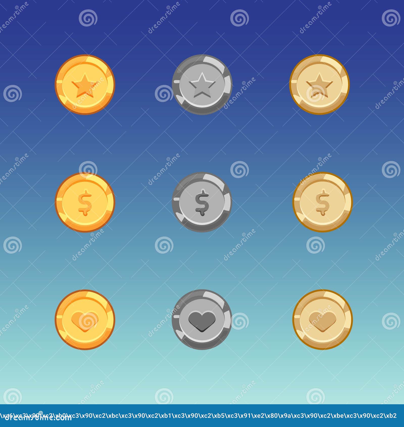 Game coin set stock vector. Illustration of shape, banking ...