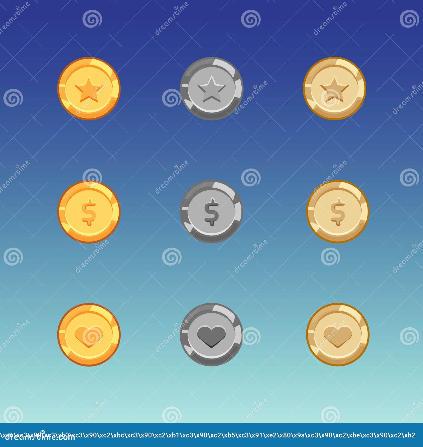 Game coin set stock vector. Illustration of shape, banking ...