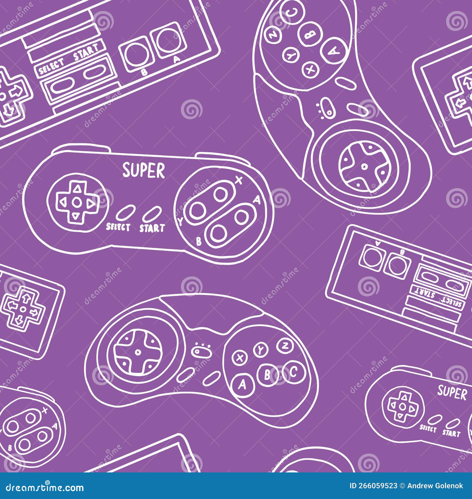 Video game hand drawn doodle seamless pattern Vector Image