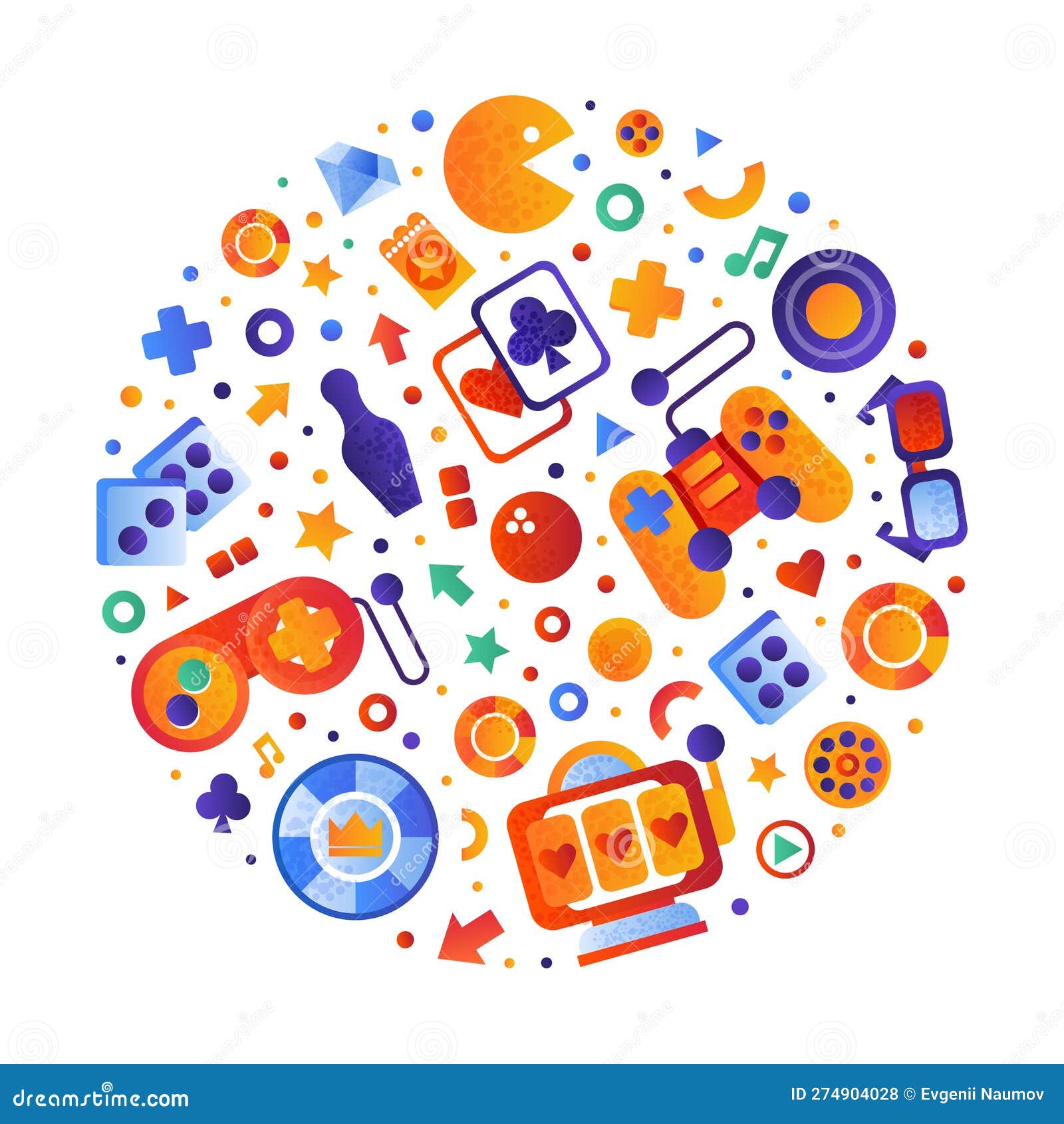 Game and Entertainment Object Round Composition with Gamepad and Cards