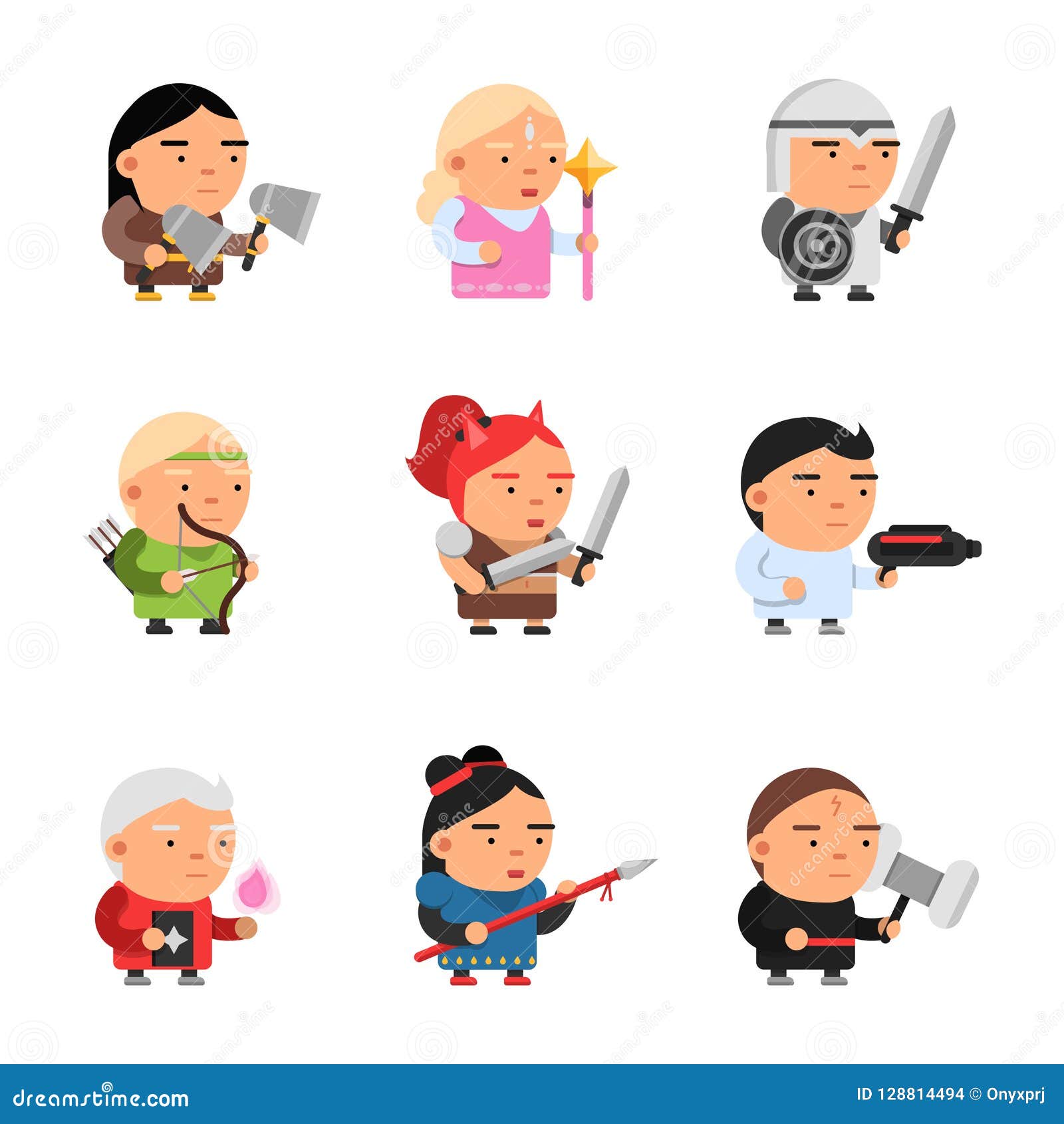 Game Fantasy Characters Computer 2d Gaming Fairy Tale Mascot Sprite Cartoons Knight Soldiers Elf Rpg Shooter Vector Stock Vector Illustration Of Background Costume