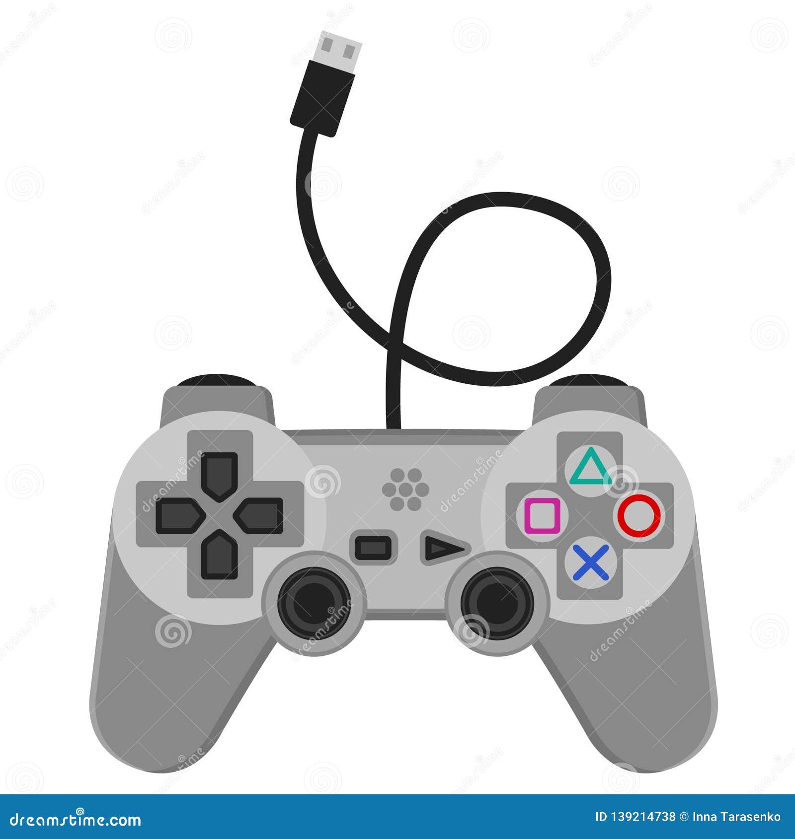 Game Joystick from a PlayStation on a White. Stock Vector