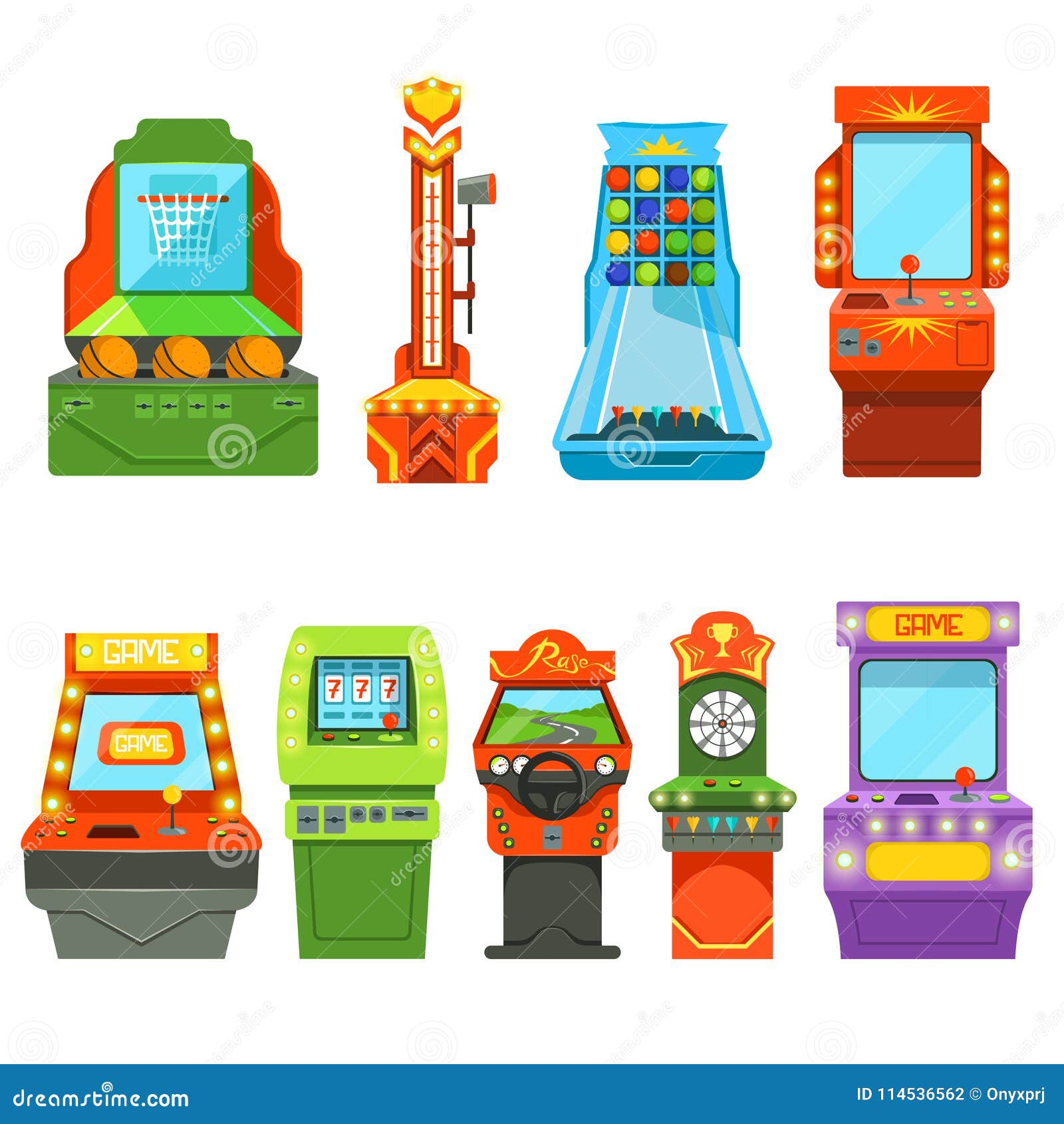 Game Machines. Vector Pictures in Cartoon Style Stock Vector - Illustration  of concept, flat: 114536562