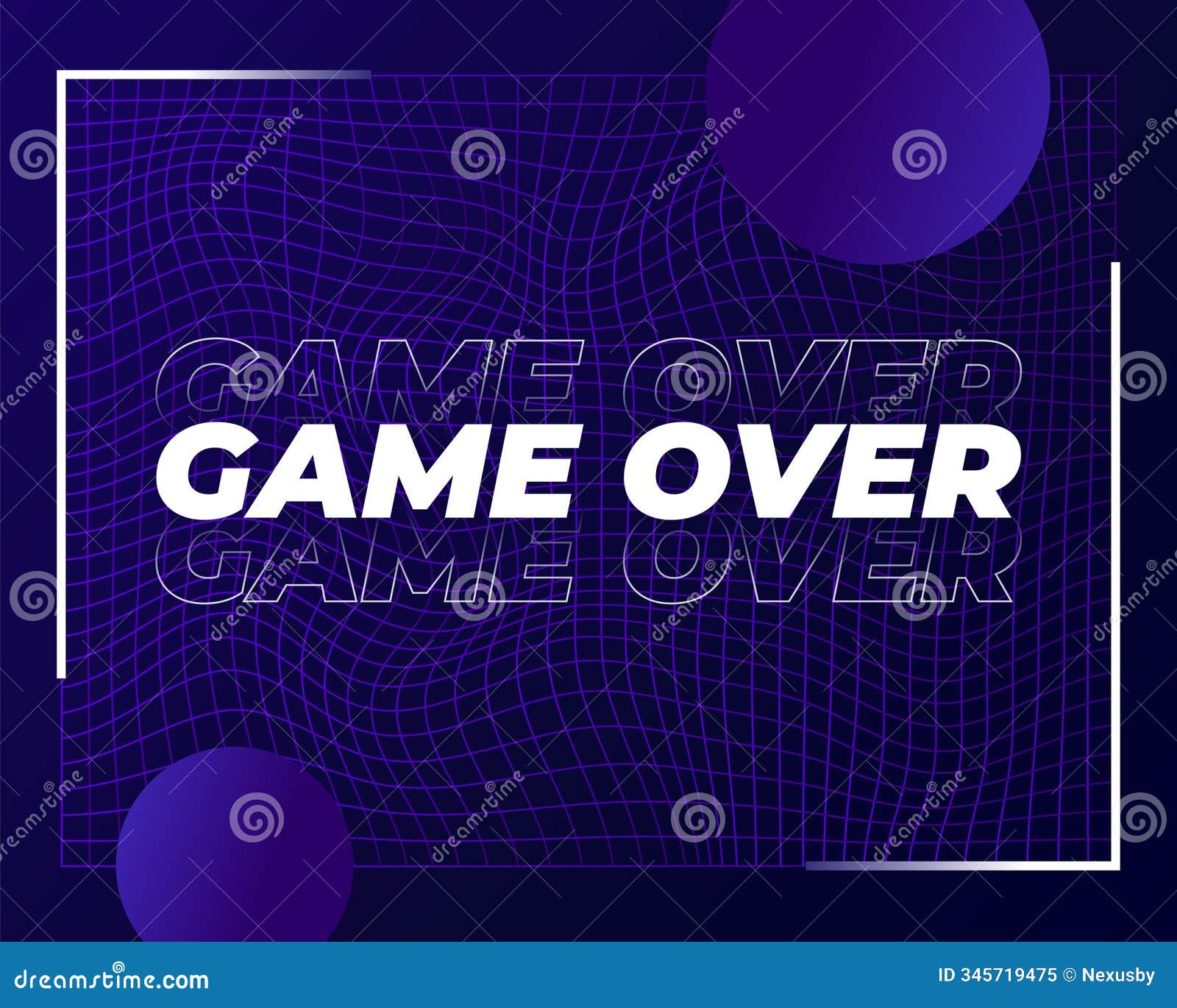 game over , background with neon grid 