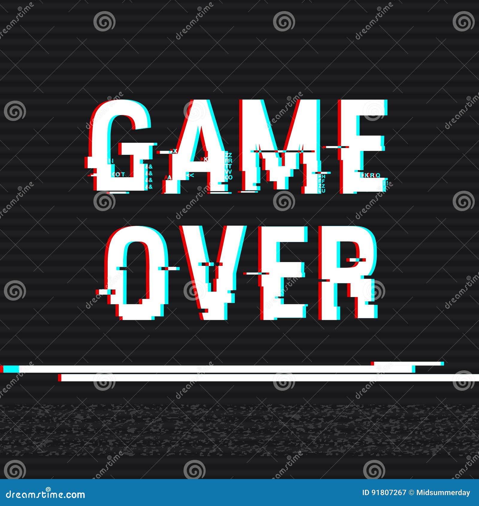  Game  Over  Glitch  Text Anaglyph 3D Effect Technological 