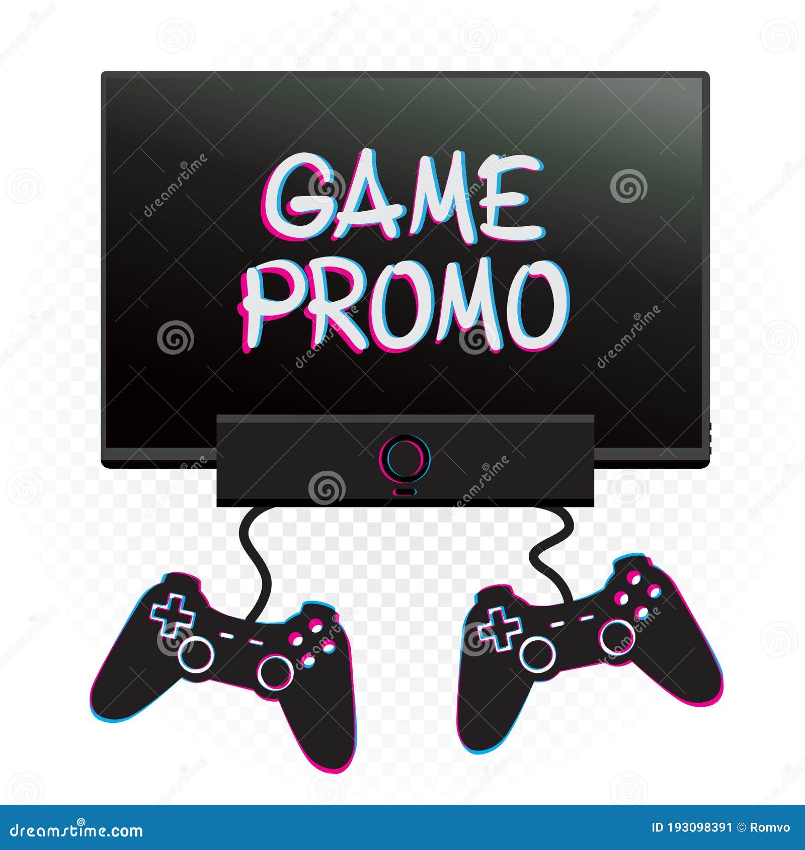 Download Game Promo Mockup Gamepad Box Tv Stock Vector Illustration Of Device Advertising 193098391