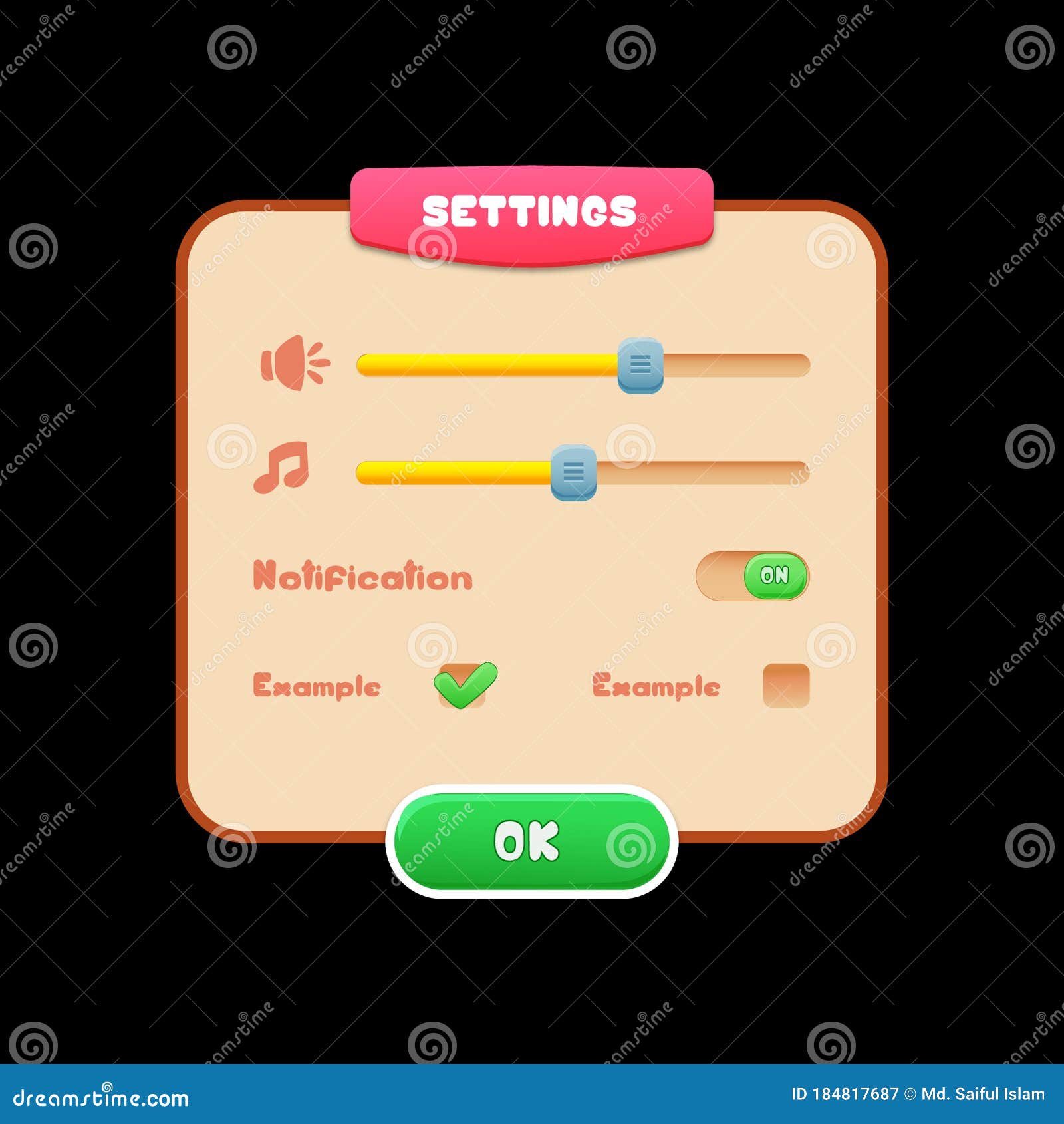 Game Settings Ui Vector Elements Design Stock Vector - Illustration of  paused, loading: 184817687