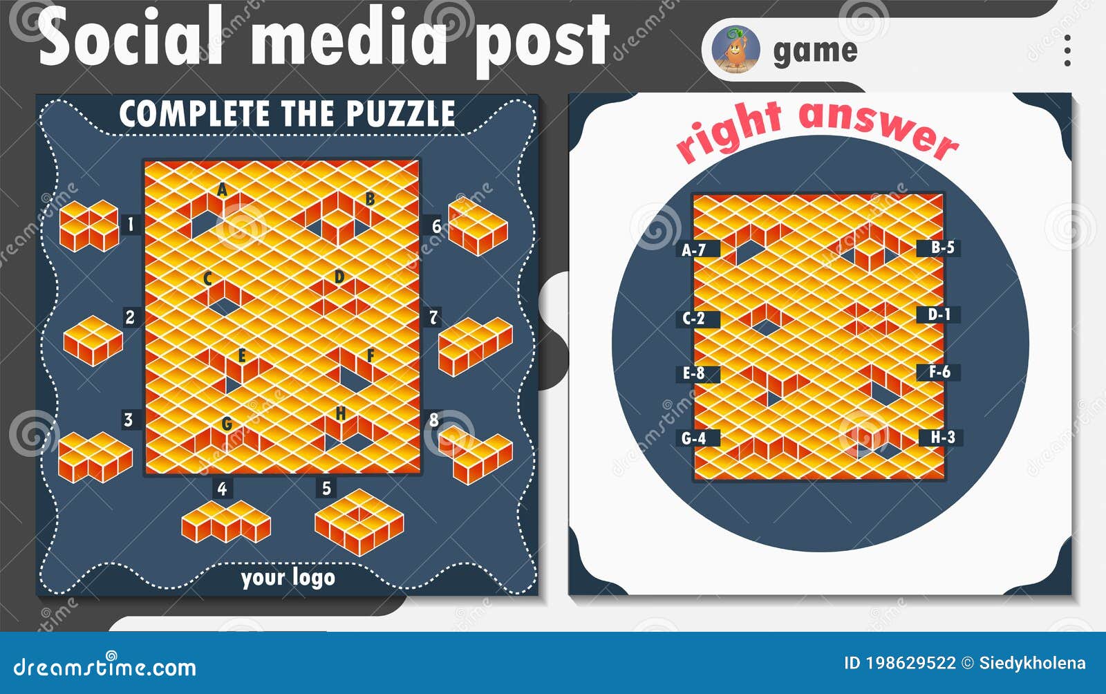 Game Social Media Post Puzzle Stock Vector Illustration Of Background Advertising 198629522