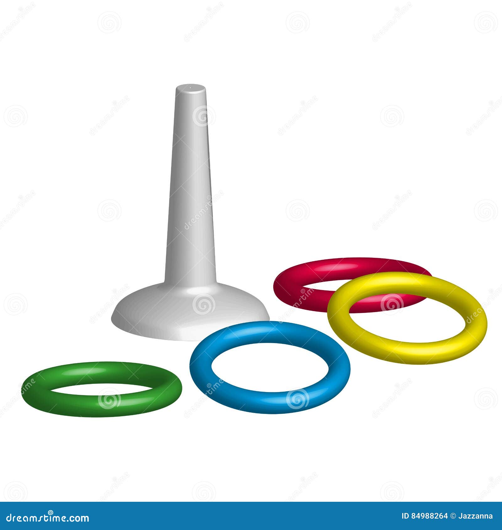 Game Throwing Rings Toys in 3D Stock Vector Illustration of colorful, game 84988264