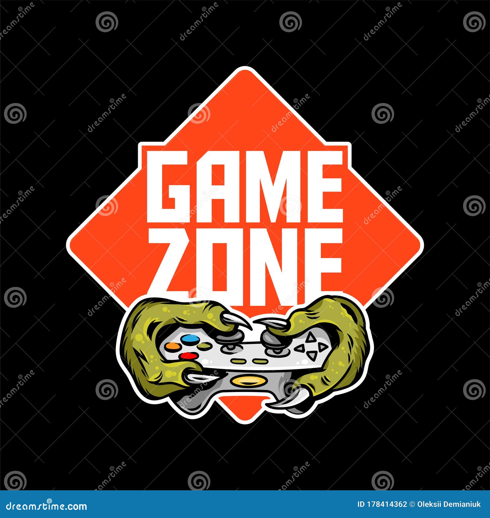 Gamer zone sign vector illustration with game controller icon and