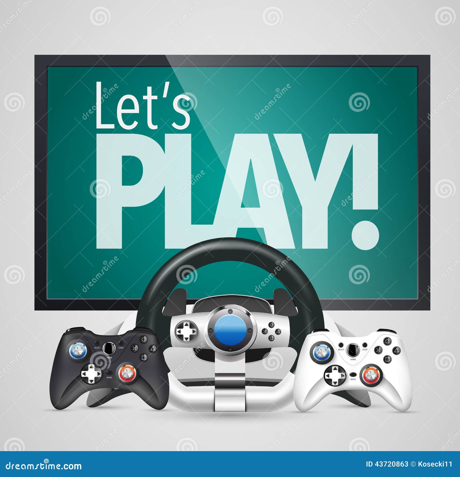 Premium Vector  Gamer poster let's play concept white gamepad and