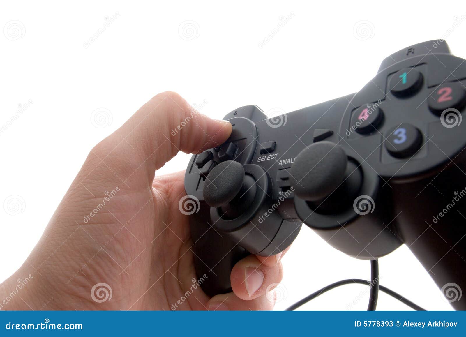 Gamepad in the hand stock image. Image of hardware, closeup 5778393