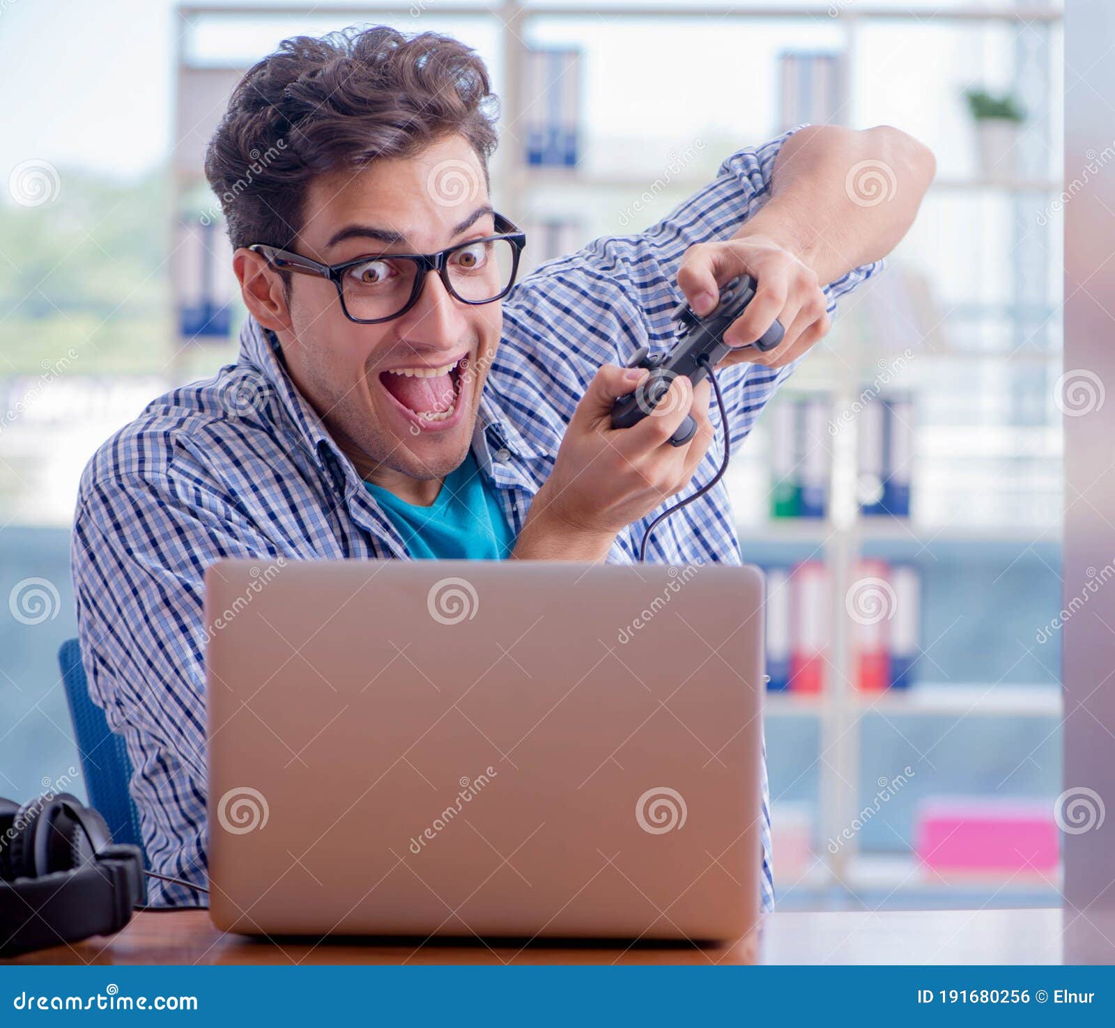 Gamer Addict Playing Computer Games At Home Stock Photo Image Of Game