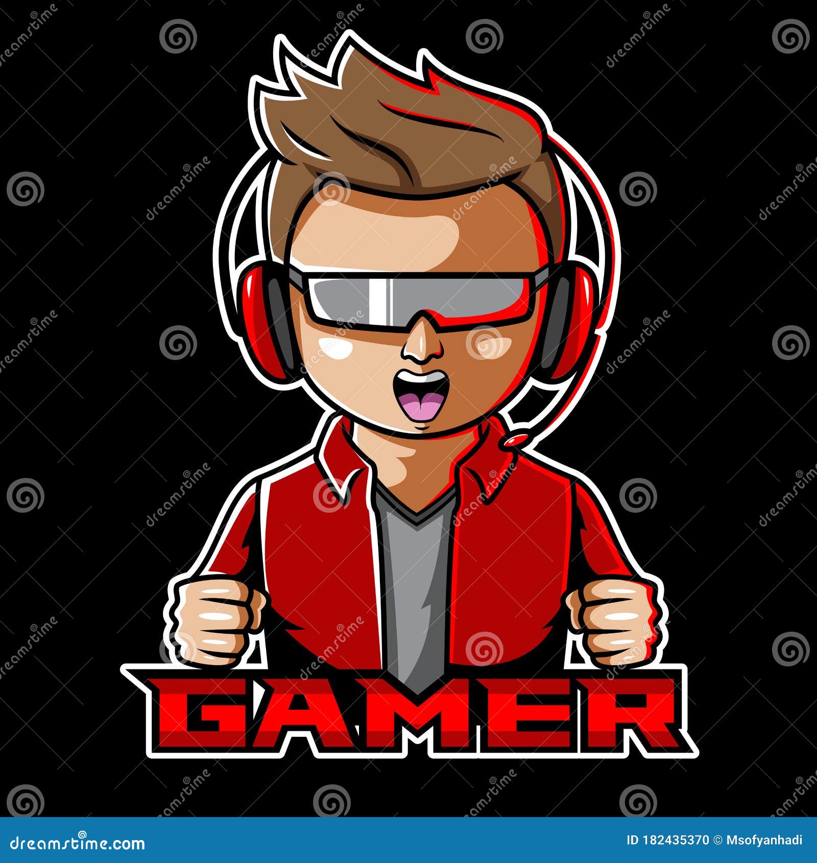 Gamer boy mascot esport logo design. Illustration of Gamer boy mascot  esport logo design royalty free illustration